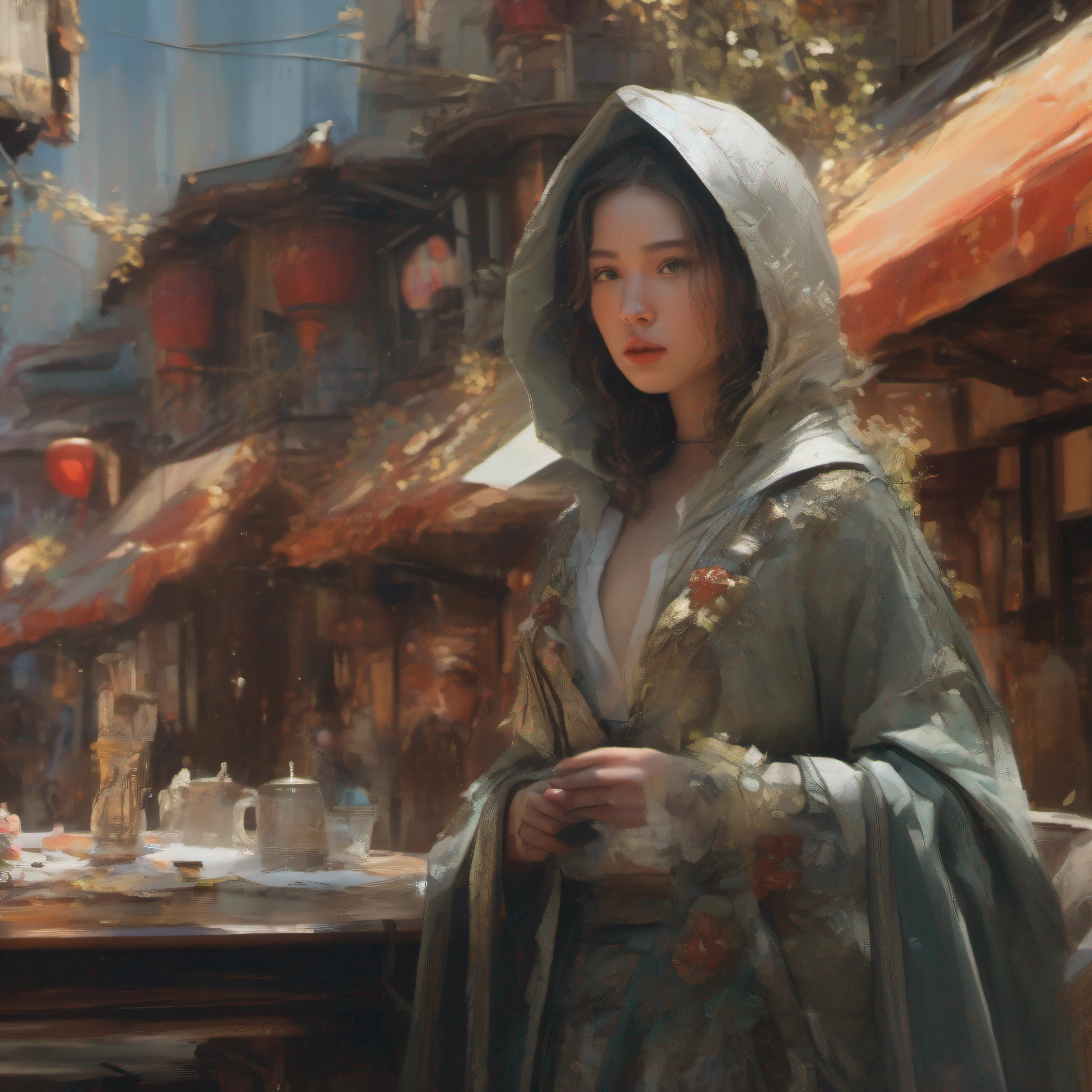 modelshoot style, (extremely detailed CG unity 8k wallpaper), full shot body photo of the most beautiful artwork in the world, cloak armor, professional majestic oil painting by Ed Blinkey, Atey Ghailan, Studio Ghibli, by Jeremy Mann, Greg Manchess, Antonio Moro, trending on ArtStation, trending on CGSociety, Intricate, High Detail, Sharp focus, dramatic, photorealistic painting art by midjourney and greg rutkowski