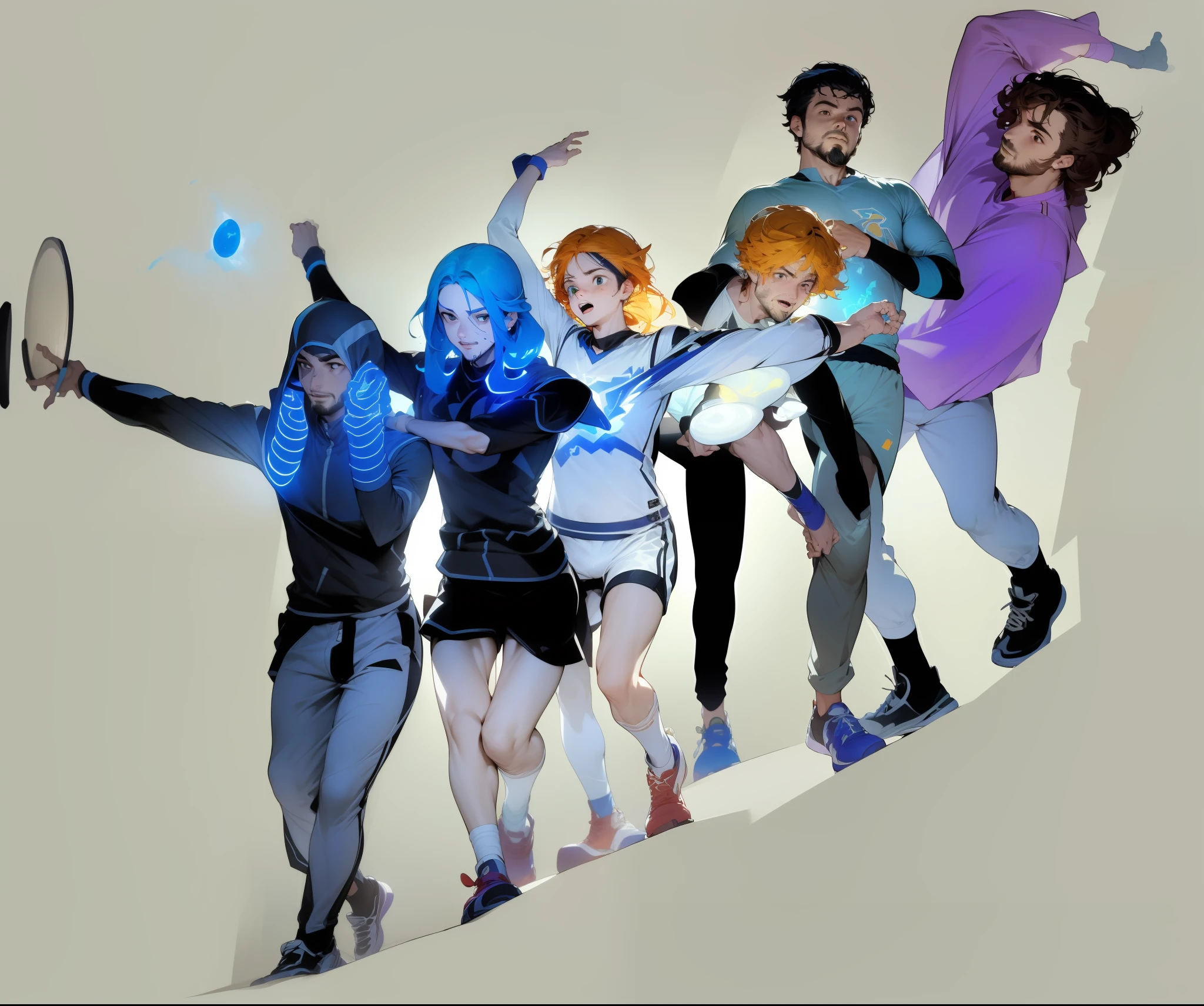 (personagens com forte chame de adolescentes, lean and athletic bodies, tatical clothes) + demonstration of his superpowers =fluidez de energias+, Manipulation of energies , + cabelos bioluminescentes + Olhos brilhantes como lanternas violetas. (conserva os sexos dos personagens: 1.2), (melhor qualidade), ultra-detalhado, (dynamic compositing: 1.4), RAWExtremely, detalhado, detalhes coloridos, (bright illumination, Atmospheric Illumination), sonho, estelar, detalhes 4k, Face correction.