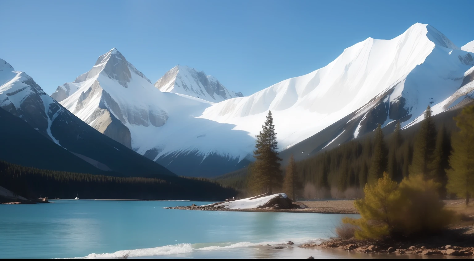 white background, scenery, ink, mountains, water, trees