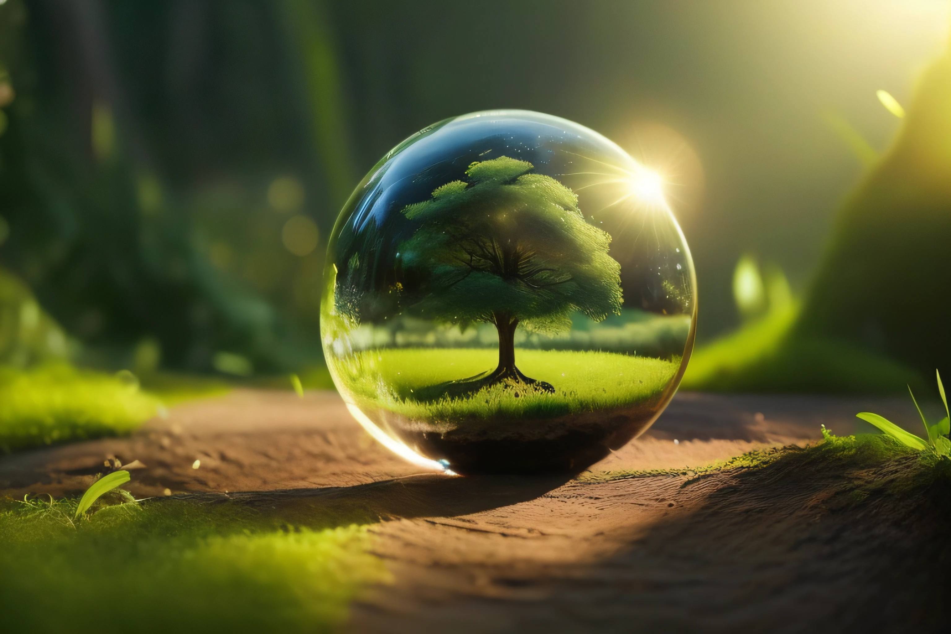 a close up of a glass ball with a tree inside of it, tree of life inside the ball, environmental art, world tree, amazing photography, nature wallpaper, nature in all its beauty, glass ball, hd nature photography, hyperealistic photo, setting in nature, tree of life seed of doubt, nature photography 4k, environmental artwork, nature photography, glass sphere