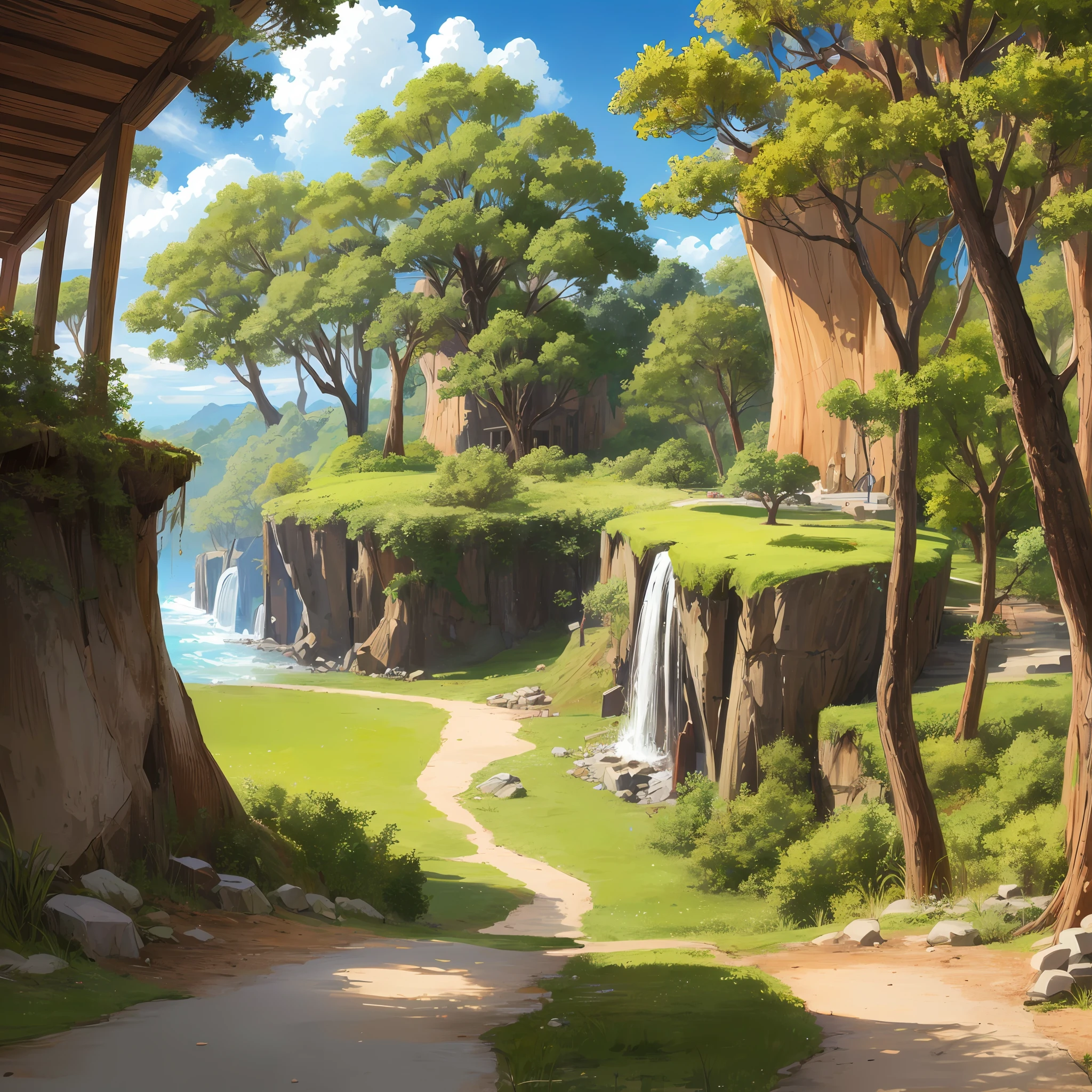 Anime setting, lua cheia estilo anime, detalhes roxos ao fundo, Scenery Grove