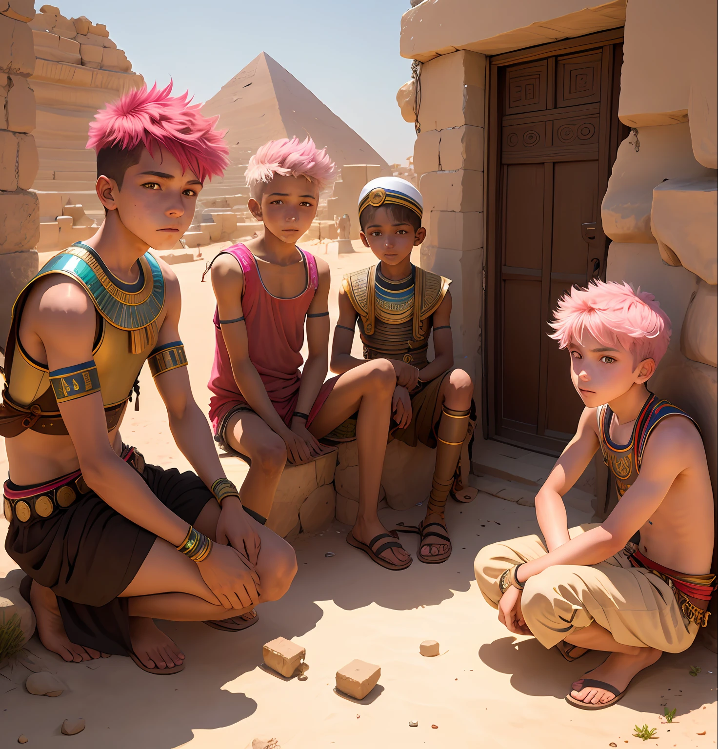 Several -yeld boin a fista in Egypt A 15-year-o both pihair is a man who has honey-colored eyes in the background of ancient Egypt you can see the pyramids
