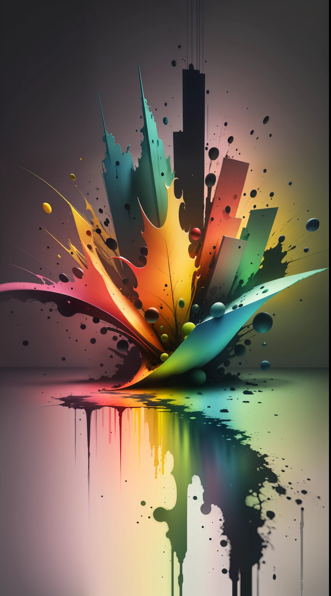 3d watercolor abstract,dark background,high resolution,high quality,red and green, blue,yellow