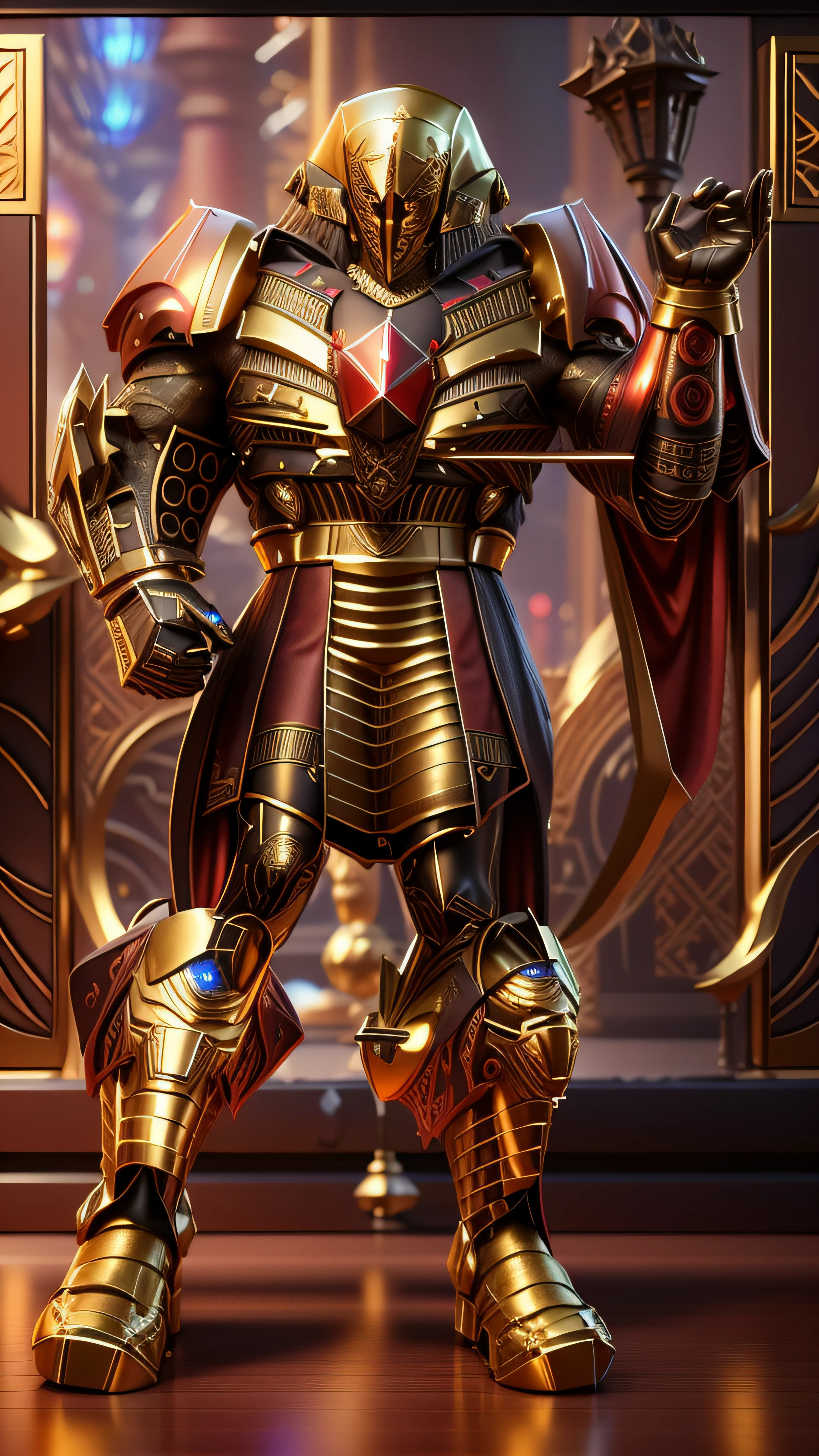 The sinister depiction of a pharaoh, vermelho-rubro luminoso e bege com dourado, pele feita de neon amarelo, 3D-rendering, Hyper-realistic graphics, 3D-rendering, 8k, NVIDIA, RTX 4090 | | | | | | | | | | | | | | | | |, ray tracing, Bokeh, Galaxy scenery,