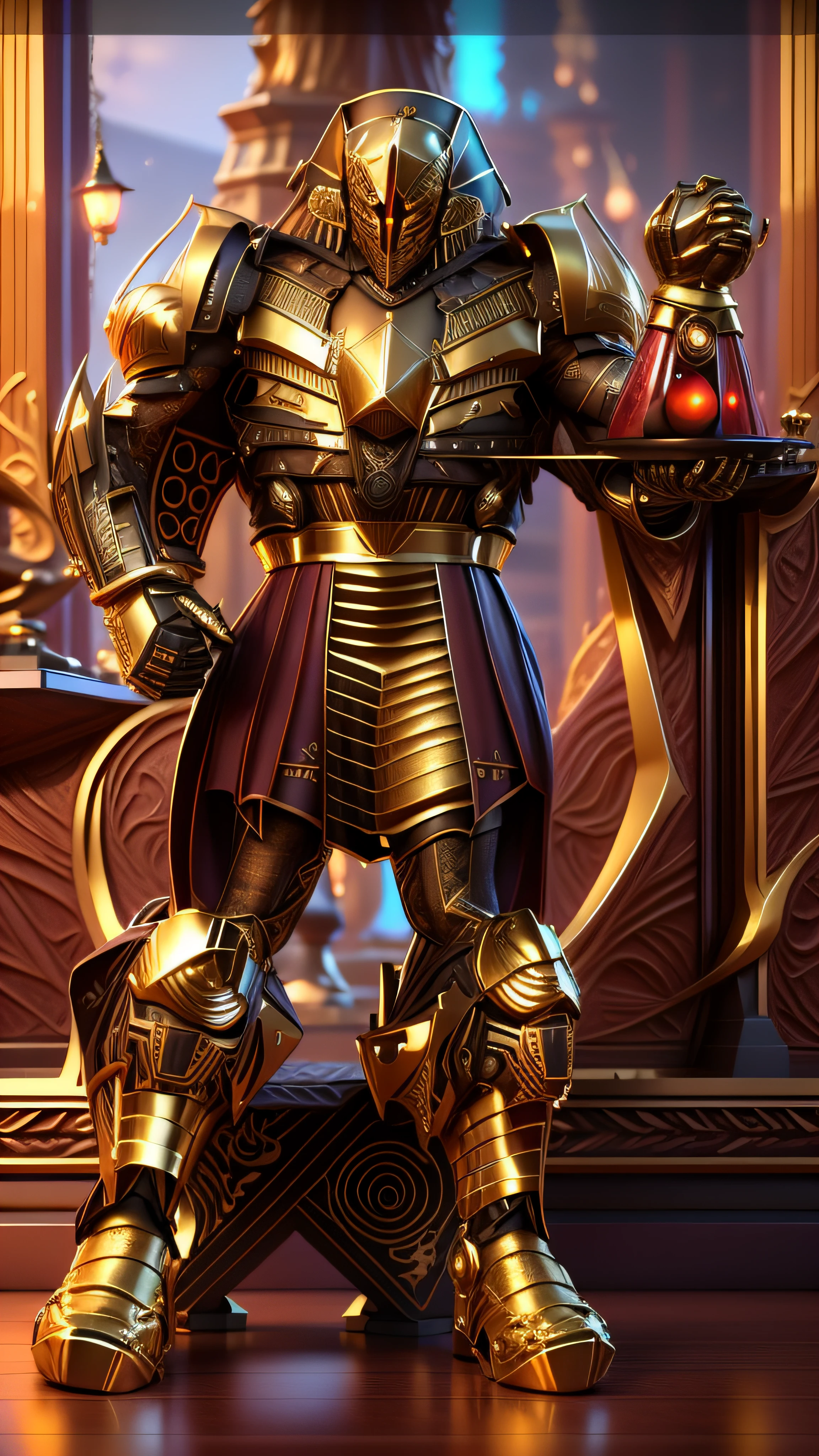 The sinister depiction of a pharaoh, vermelho-rubro luminoso e bege com dourado, pele feita de neon amarelo, 3D-rendering, Hyper-realistic graphics, 3D-rendering, 8k, NVIDIA, RTX 4090 | | | | | | | | | | | | | | | | |, ray tracing, Bokeh, Galaxy scenery,