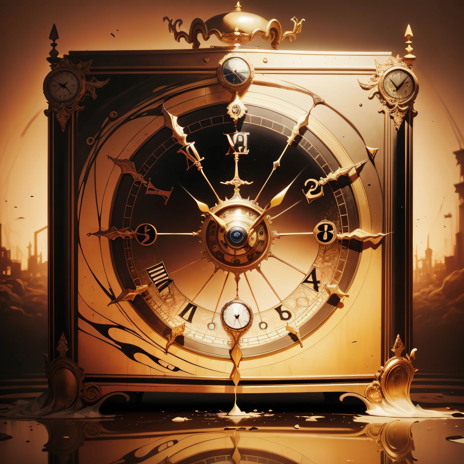 clocks melting, salvador dali art,