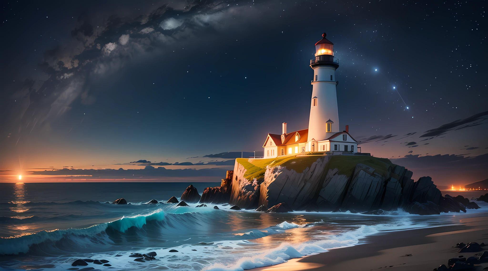 Lighthouse illuminating the night