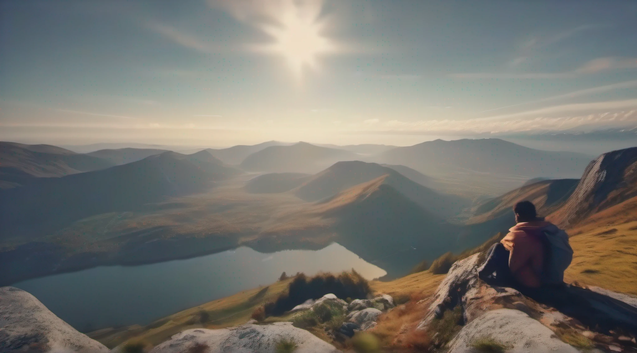 looking at the landscape from the top of a mountain, breathtaking scenery, 8k resolution image