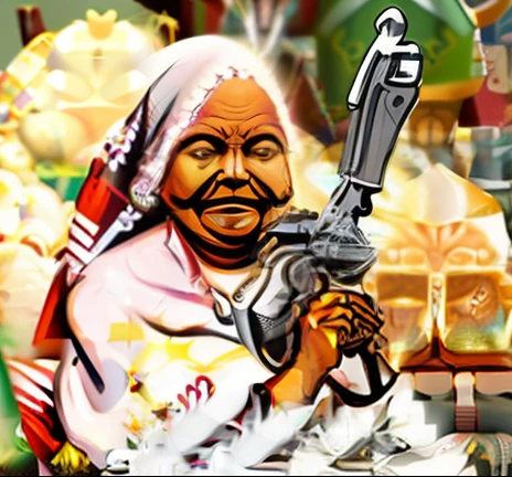 Woman with a gun in her hands and smiling, Velha, com uma arma, um idoso, com pistola, mulher mais velha, com fuzil, old woman, segurando fuzil, an old lady, segurando uma espingarda, segurando espingarda, segurando arma, segurando um rifle, uma senhora velha com pele vermelha, mulher idosa, segurando uma arma, portando uma arma