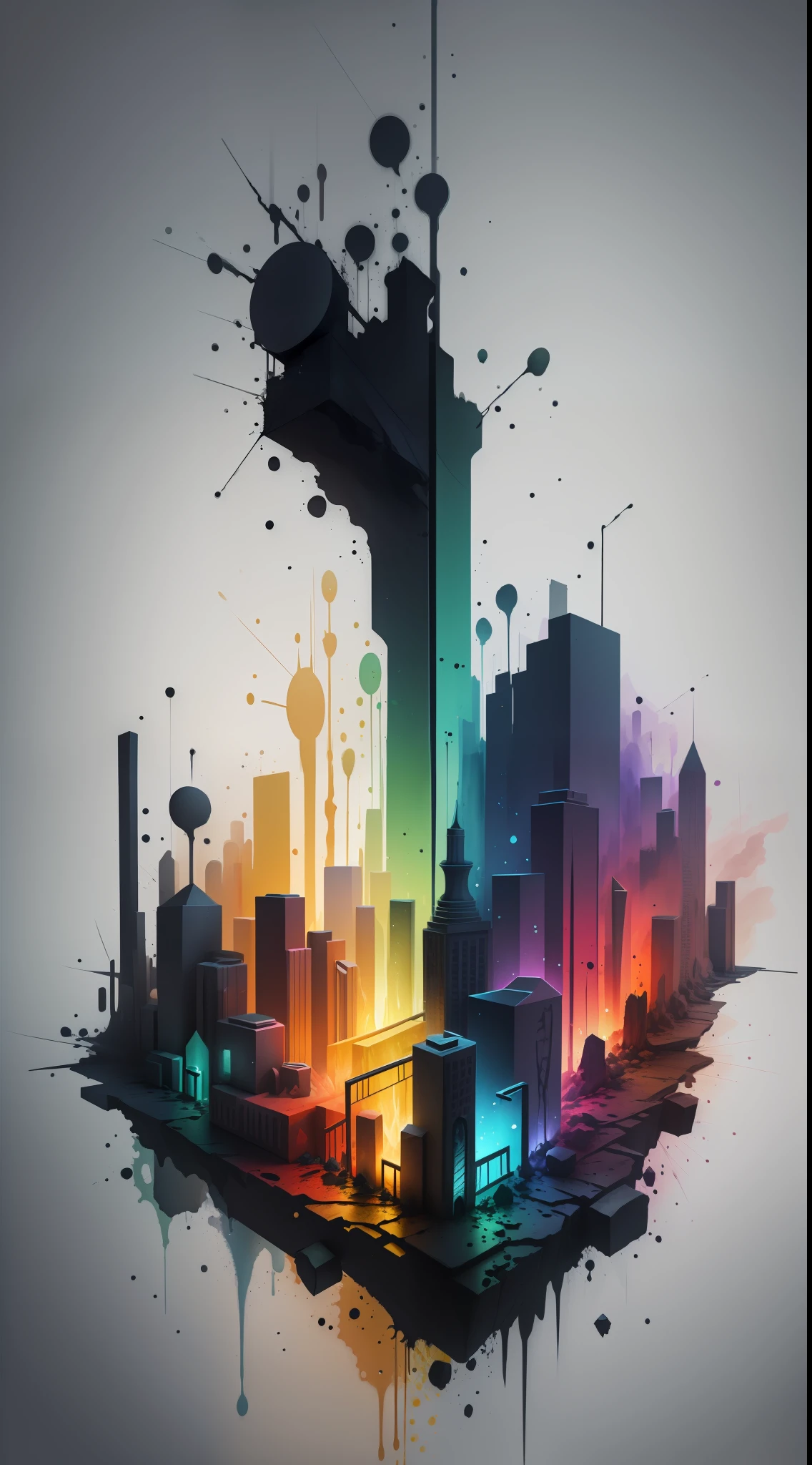 3d watercolor abstract,dark background,high resolution,high quality,red and green, blue,yellow