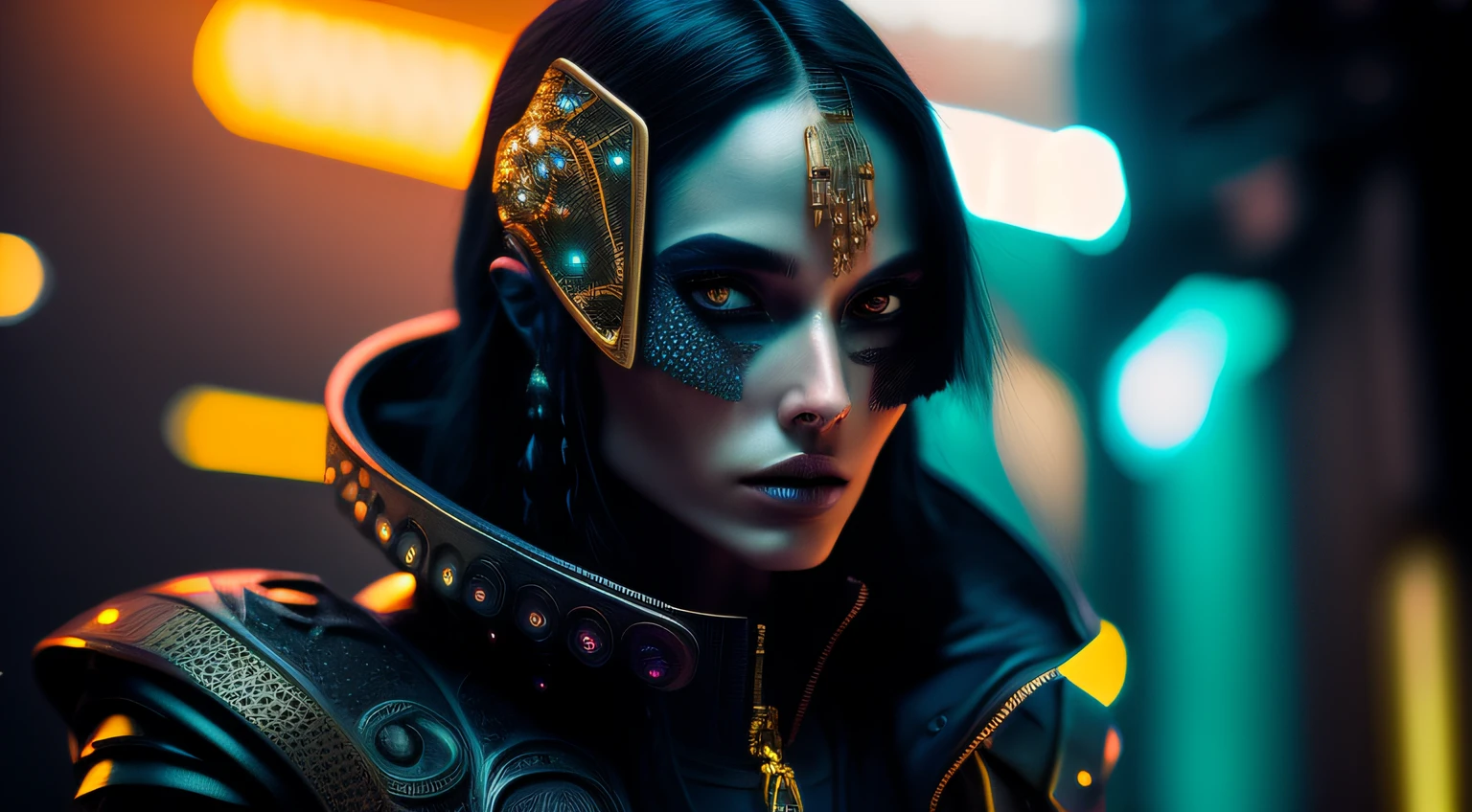 Detailed Ghotic Medieval portrait of cyberpunk style , futuristic (neon :1.1)reflective wear, sci-fi, robot parts, gold parts, machine face
cinematic light
ef 50mm, ((art by Greg Rutkowsky)), (studio ghibli:1.1), artgern, art, illustration, ((dark atmosphere)), ((vegnette)), ((HDR))
((minimal palette colors)), soothing tones, muted colors, dim, calm colors, pastel colors
highly details, intricate details