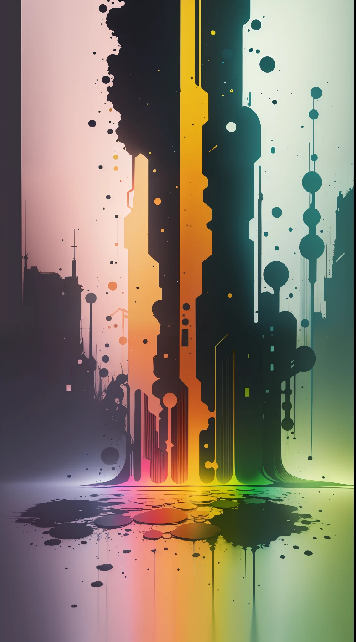3d watercolor abstract,dark background,high resolution,high quality,red and green, blue,yellow