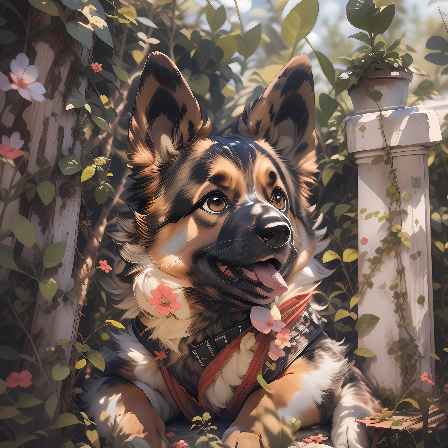 criar um post no Instagram para promover meu pet shop. Use happy German Shepherd