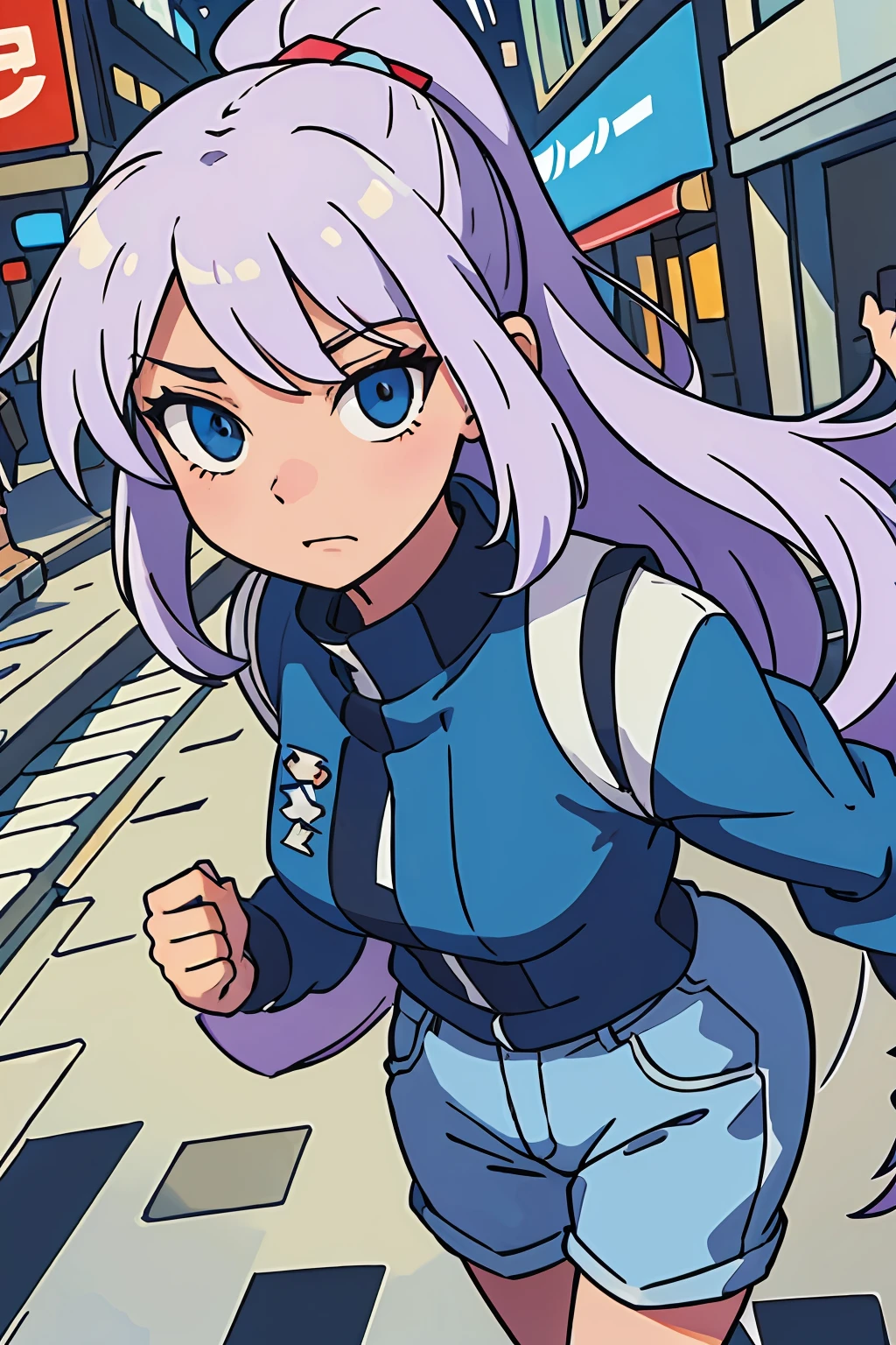 (best-quality:0.8), (best-quality:0.8), perfect anime illustration, extreme closeup portrait of a pretty woman walking through the city