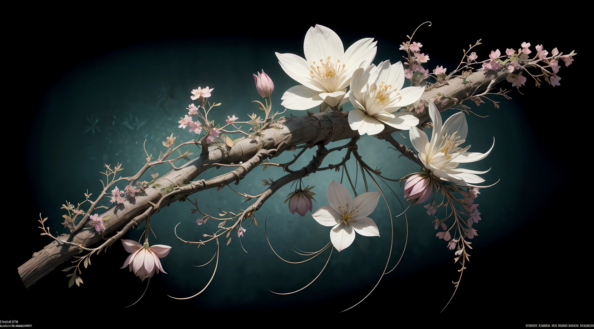 （tmasterpiece）， （best qualtiy：1.4）， absurderes， [：intricately details：0.2]， {Magic vine}, blossoms， Strong focus，Mysterious symbol， sparkling motes, insane detailed，k hd，concept-art，number art，with dynamism，