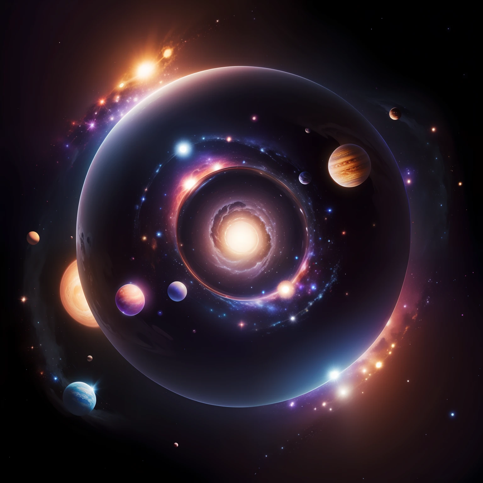 GALAXY WITH DSITANT PARTICLES IN HIGH DEFINITION WITH PLANETS