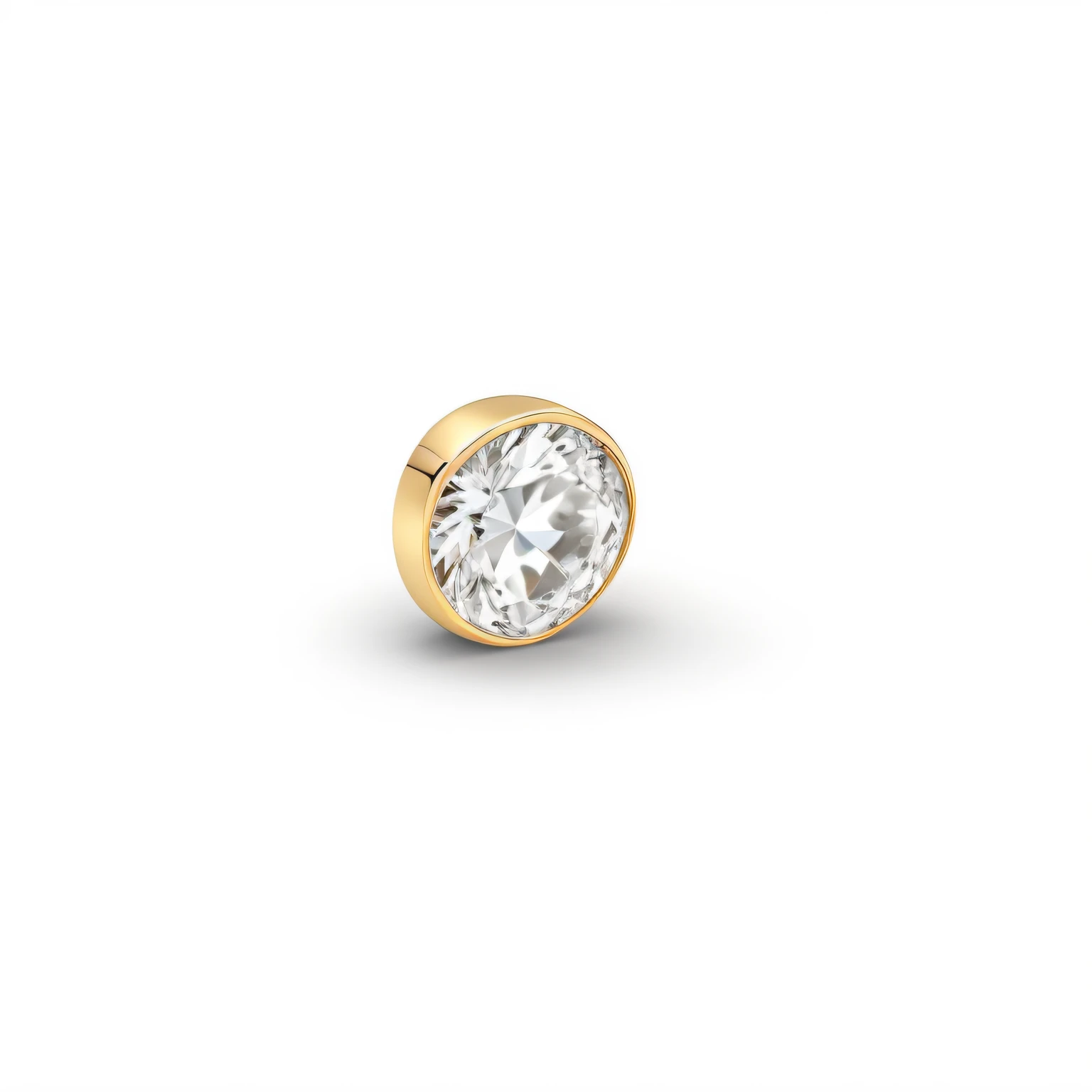 a closeup of a single diamond in a gold ring, embutido com pedras preciosas, vista trimestral, "Diamantes, full-length view, banhado a ouro, 9k, 9 mil, three - quarter view, com pedras preciosas cintilantes no topo, next gen, cinzas cristal, ultra detalhado 16k, topaz, ouro dourado e diamantes, foto detalhada do produto, Perfurado, 20K