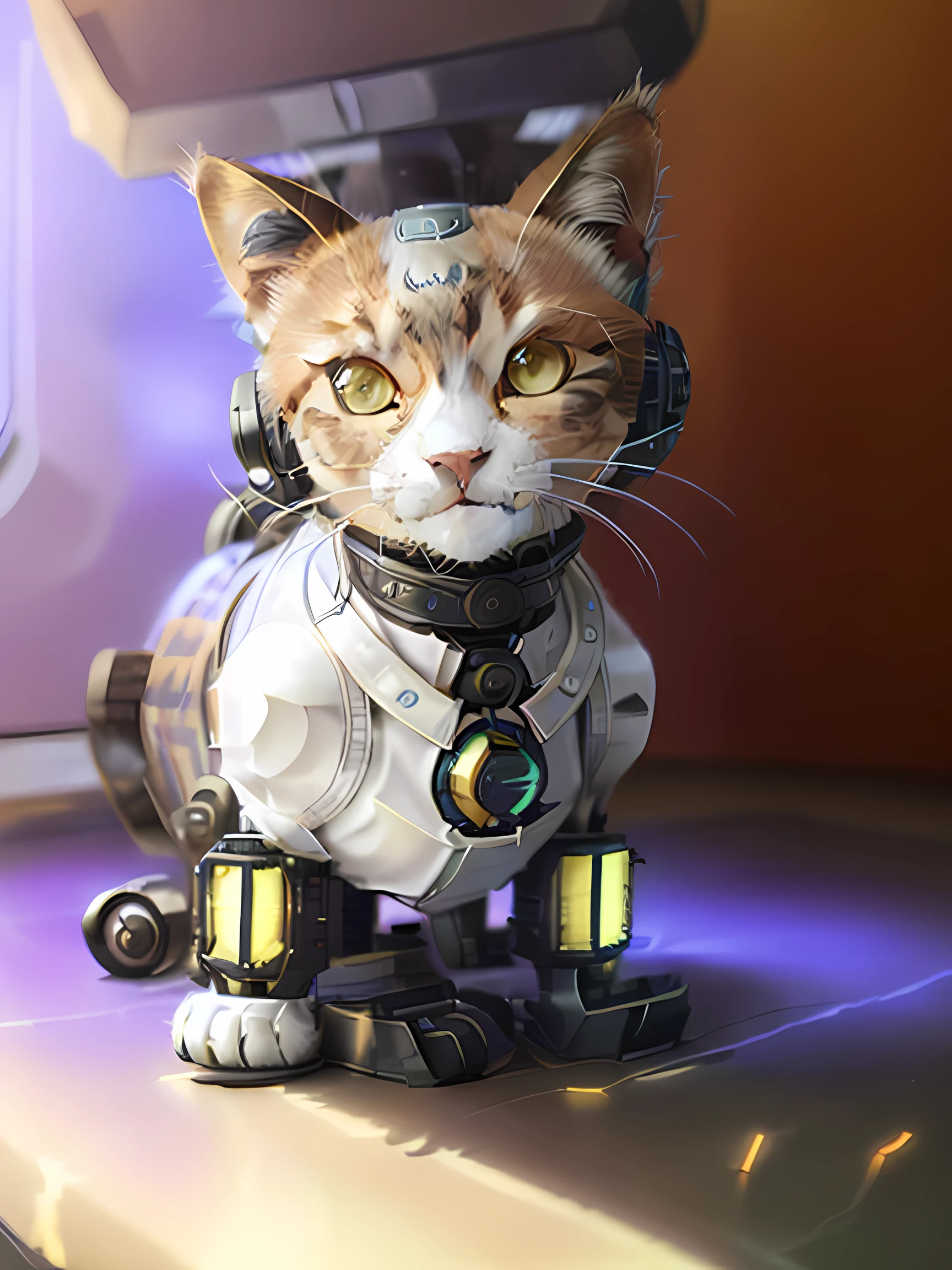 There was a cat sitting on the table, robotic cat, robotic cat, cyborg cat, cyborg kitten, cat robot, a cyborg cat, industrial robotic cats, cyberpunk cat, Fully robotic!! cat, armored cat, Cybercat, steampunk cat, armored feline companion, anthropomorphic cat, anthropomorphic female cat, robot animal, cat from the void