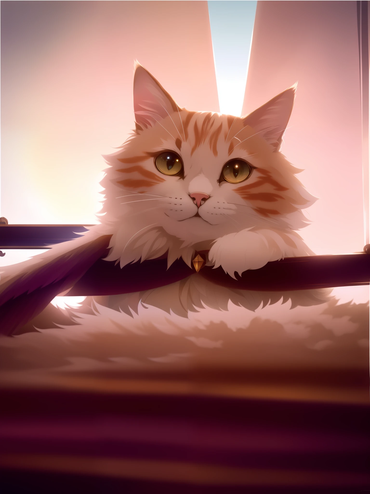 Fondo de pantalla de arte de anime, cielo estrellado de fondo, apariencia de cabeza de gato amarillo con rayas, claridad 4K. Dibuja gatos de anime realistas y lindos en detalle, Estilo de arte digital. 8K HD Digital Animation Wallpaper, valor de detalle ultra alto, Cute little and, showcasing the most exquisite digital animation art, ((Cat with angel wings))