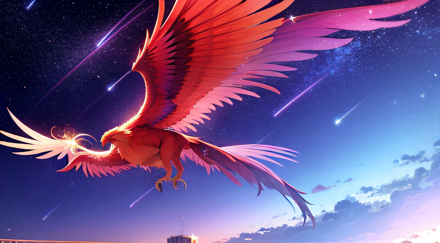 Colorful phoenix， Vast starry sky， A sky full of stars，