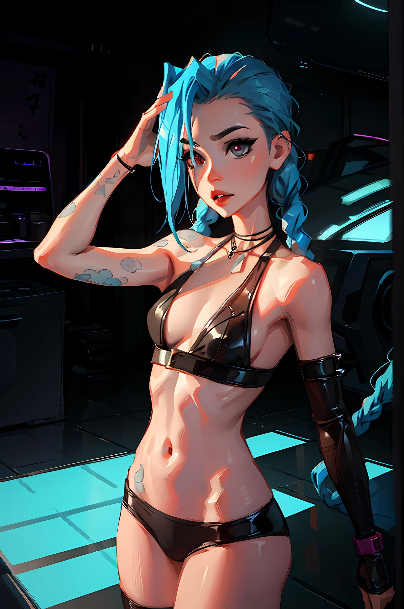 jinxlol, sexy, dynamic pose, dslr, 4k, 8k, textured skin, background