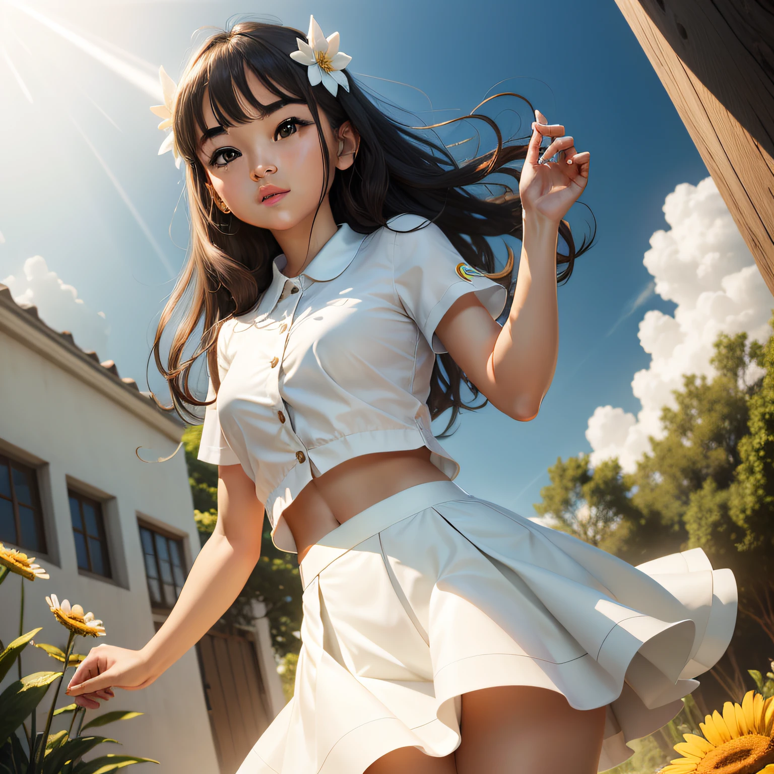 rays of sunshine，Kizi，white  skirt，Delicate face