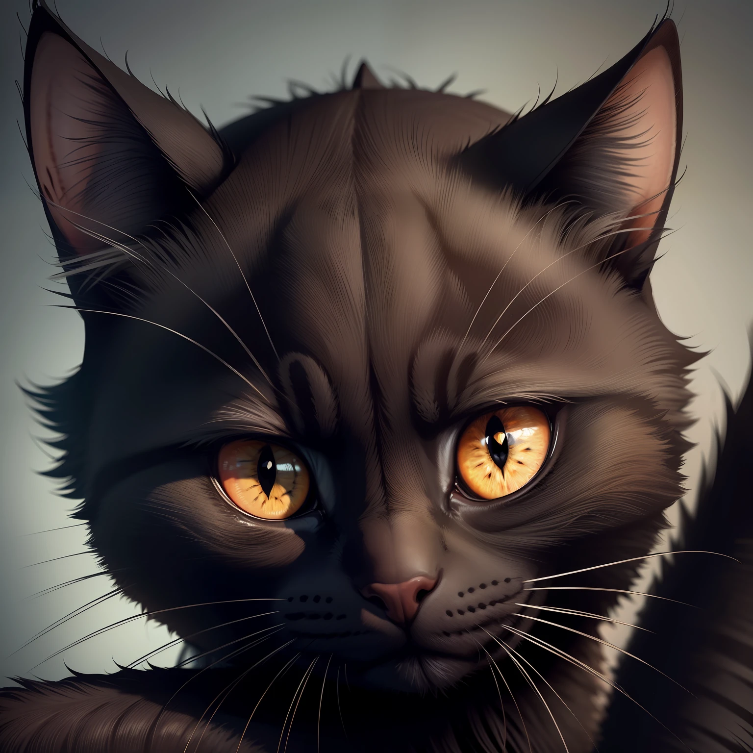 Crie um gato preto curioso muito cartoon
