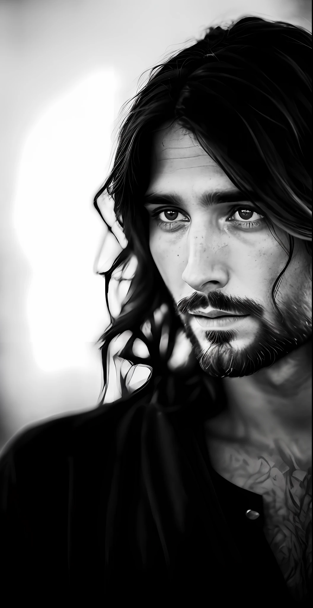 portrait of modern day Jesus, cinematic lighting, depth of field, bokeh, realism, photorealistic, hyperrealism, professional photography, uhd, dslr, hdr