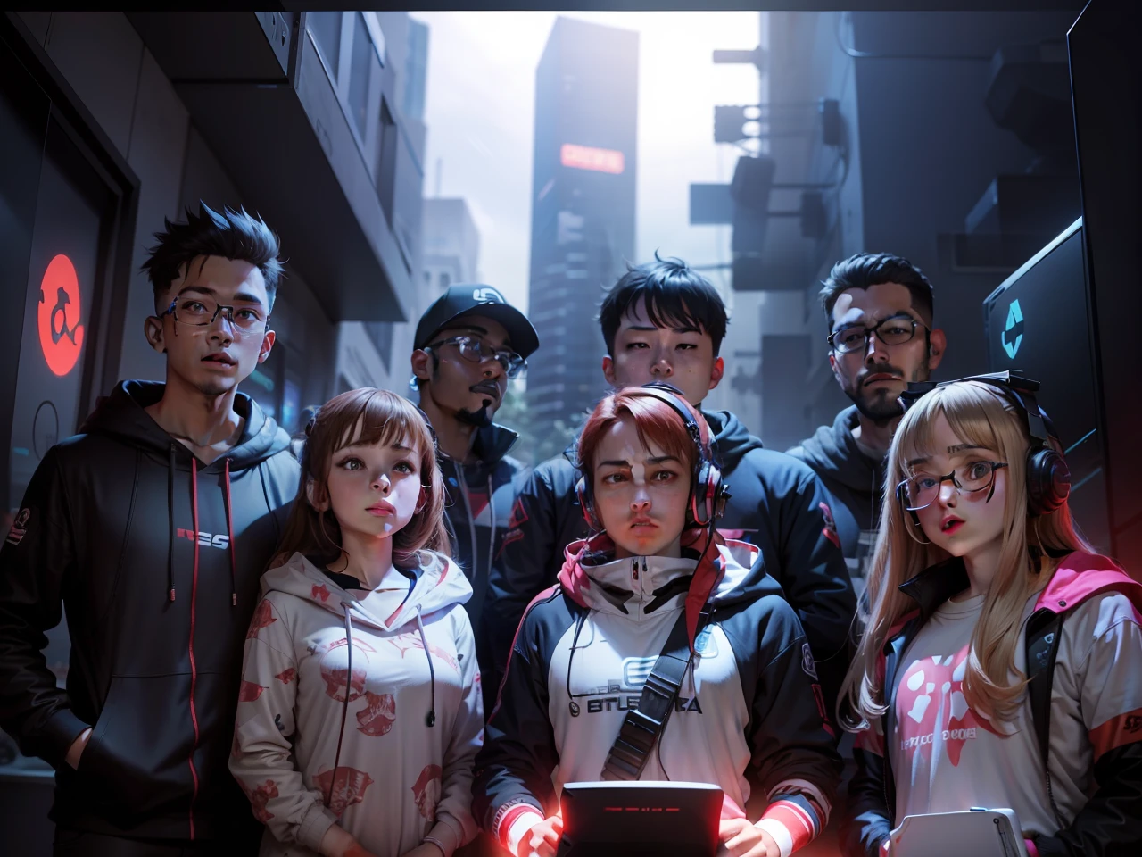 Anime , gamers, tech background