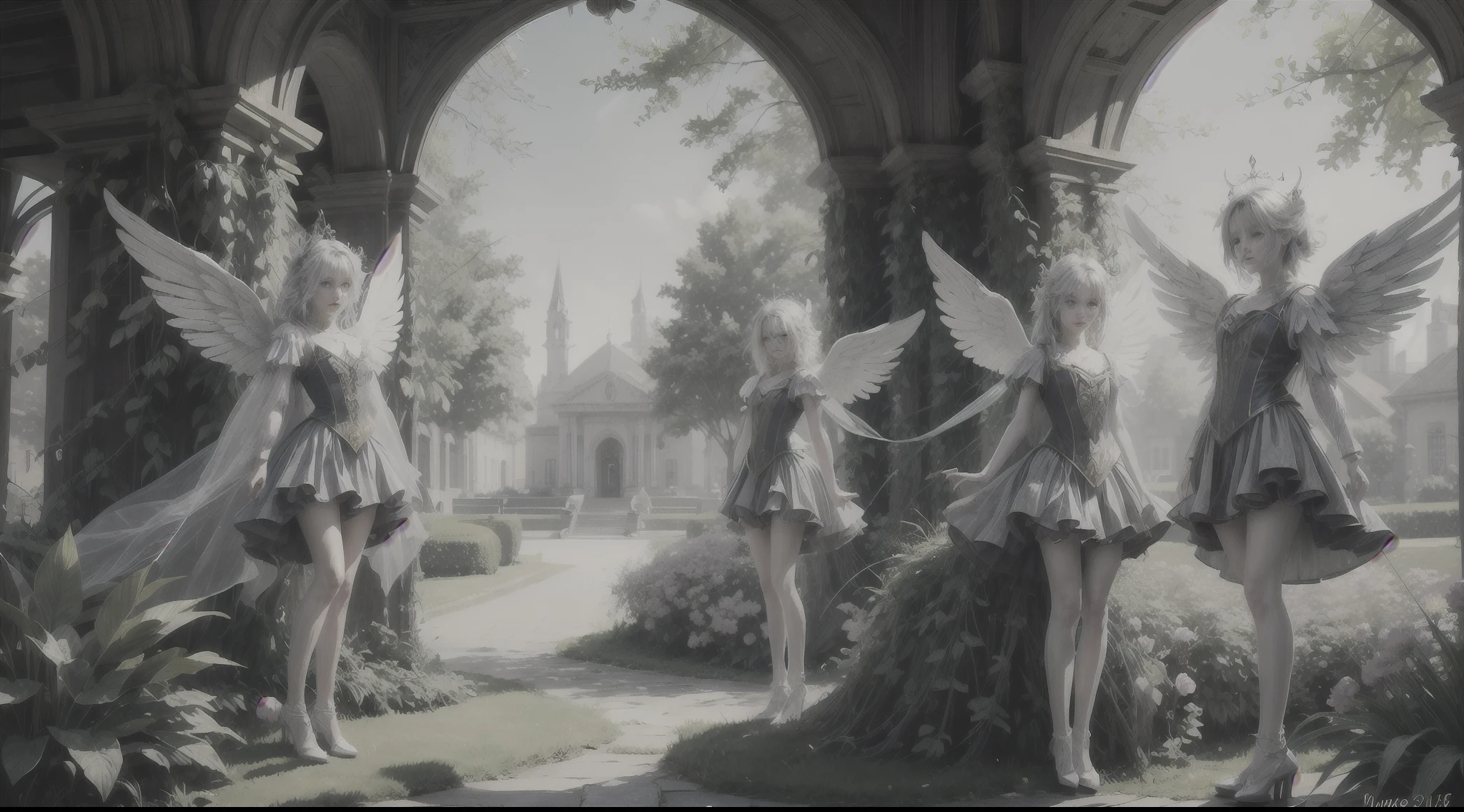 （tmasterpiece）， （best qualtiy：1.4）， absurderes， [：intricately details：0.2]， {Magical angels made of vines}, blossoms，