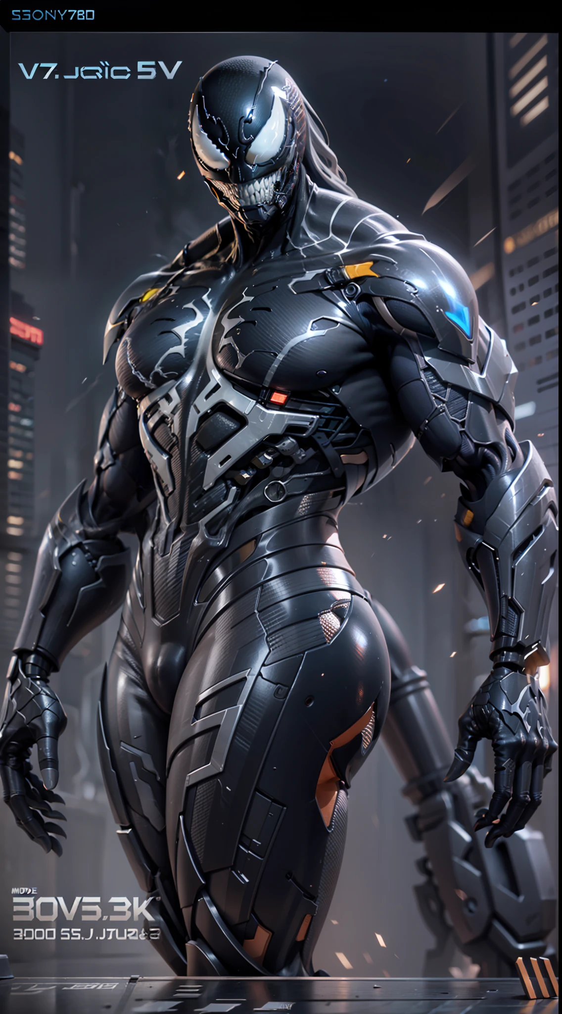 midjourny-v5 "Venom" style, 3d Rendered Character Art 8K, cybernetic sci fi "Venom"design, 8k High Quality detailed Art, luxurious and Elegant cybernetic venom suit, Realistic character Rendering, (Venom), majestic charachter CG Art, 3d Anime Realistic, 8K Portrait Rendering,SONY(A7RV)FE 80mm F/5.8(masterpiece)(ultra-detailed)32k,(ultra-detailed)32k.