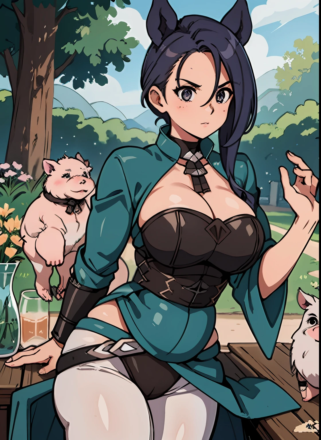 hybrid boar, peccary and domestic pig,armadura: Madeira, prego, ferro, steel, metal e couro,peitos grandes,bunda grande, pernas realistas,curvilinear