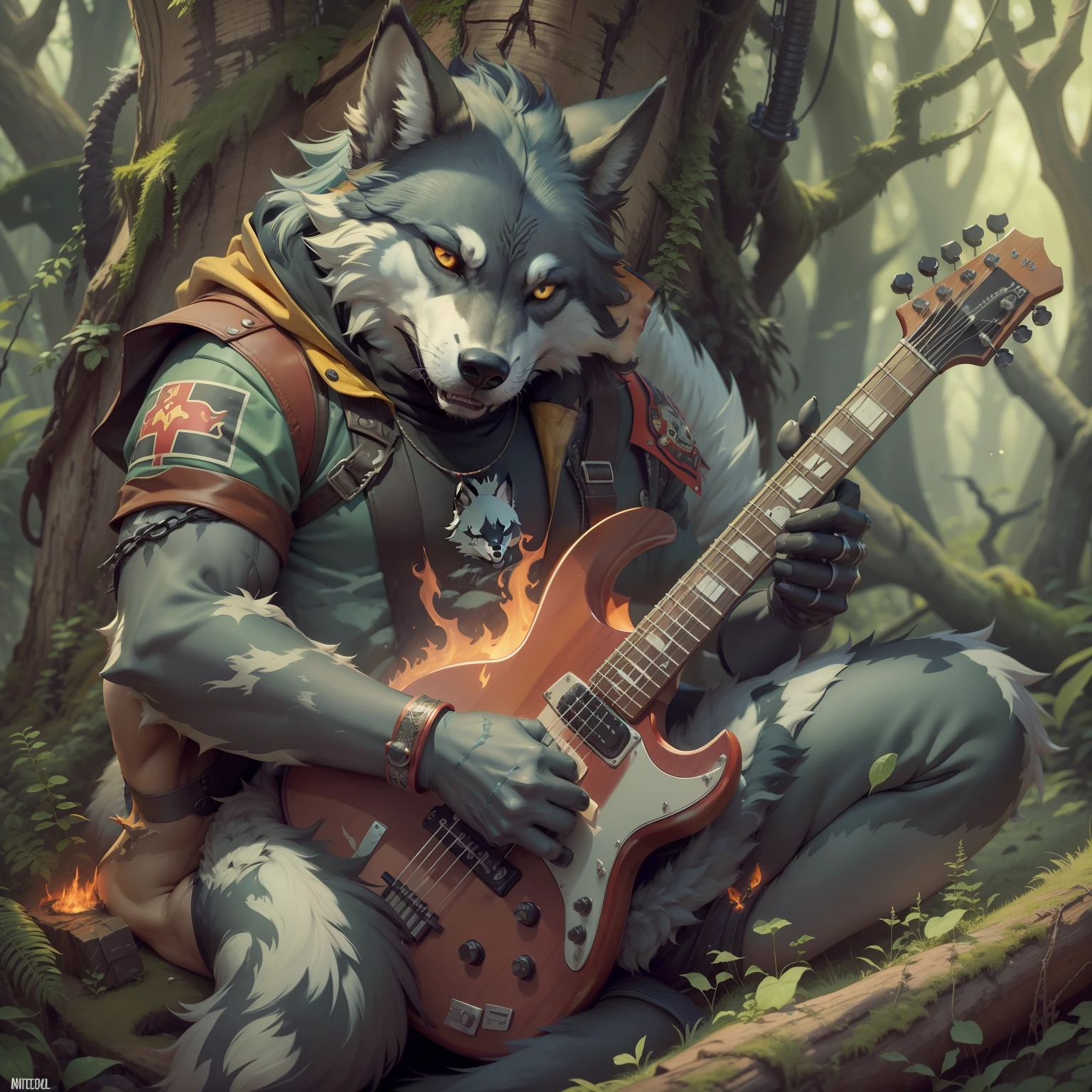 desenho animado de um homem wolf, with a guitar in hand, Wolf O'Donnell, no estilo dos quadrinhos de heavy metal, an anthropomorphic cyberpunk fox, lobisomem sexy moral alta raiva, Retrato de um Gnoll, Raposa McCloud, Toony, Retrato de Jughead Jones, Arte de mawshot peludo, Demon-Fang, (tocar guitarra) ((GHITAR))sobre uma floresta gelada, In this forest contain dead trees without leaves and a frozen lake, Piano score on the floora closeup of a photo of a wolf in it, yugioh card, dire wolf, melting, vulpina anatomicamente correta, Lobo Negro, Three - tailed wolf, flame conjuring armored, explosion of mystical energy, um lobo minotauro, Yugioh, demon-fang gnoll, ((Nordic wolf) ), Norse, lobo na natureza, Norse ((vestido camisa felpuda de frio)) Muscle Fury ((metal pesado)) (((Rocha))) sangue ((sangue))