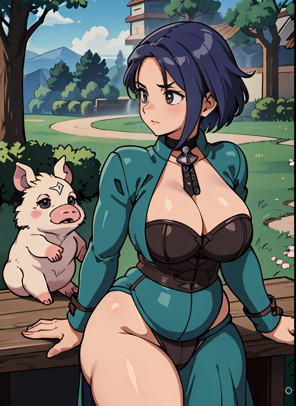 hybrid boar, peccary and domestic pig,armadura: Madeira, prego, ferro, steel, metal e couro,peitos grandes,bunda grande, pernas realistas,curvilinear