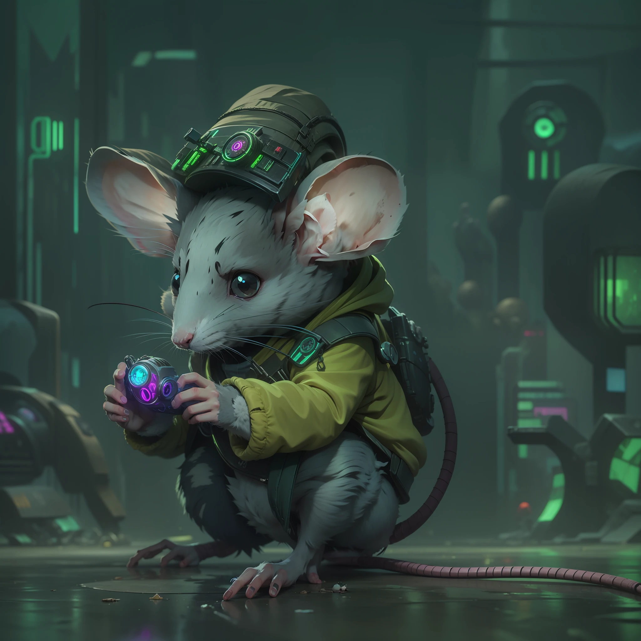 A little mouse, cyberpunk style