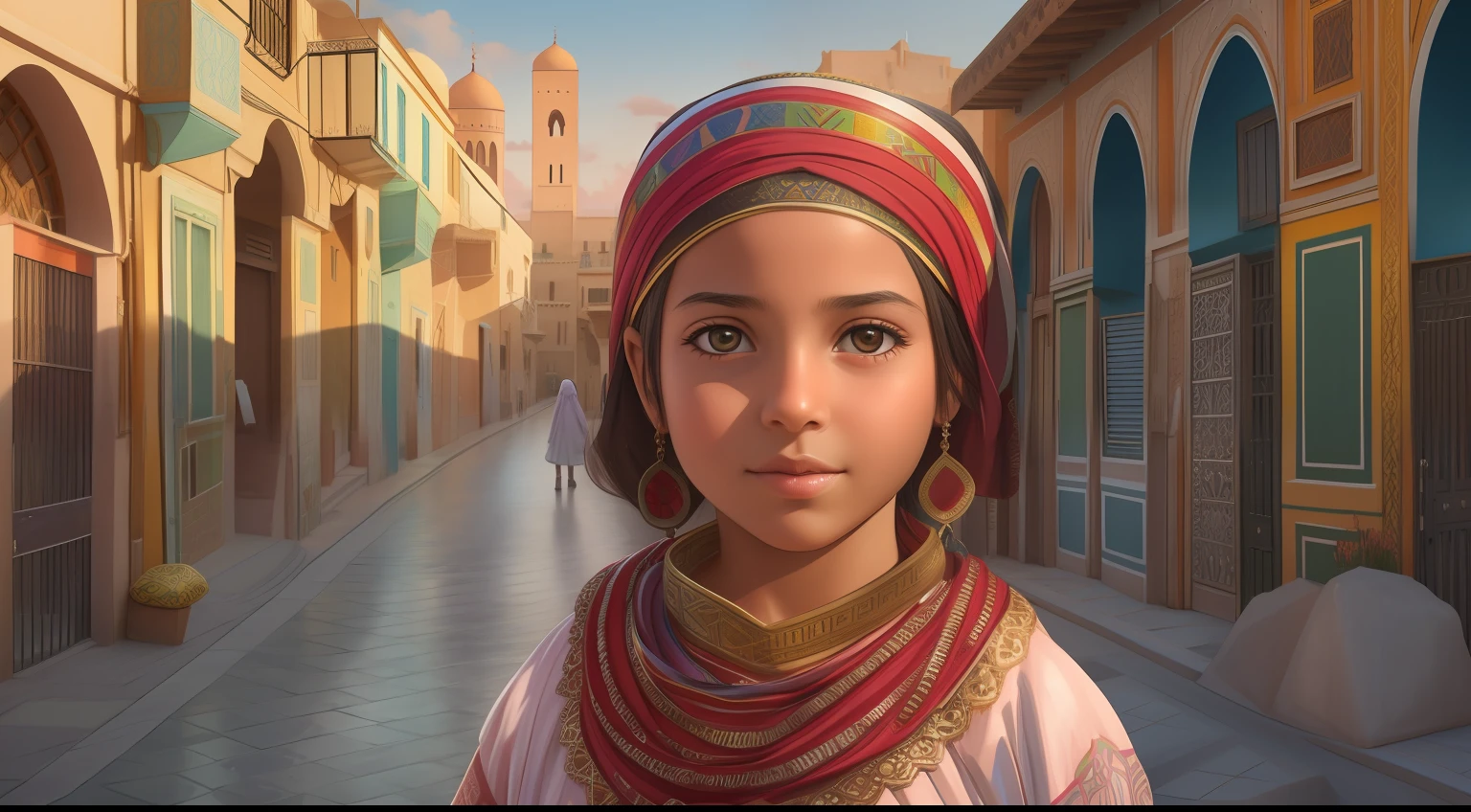 "Generate a hyper-realistic image of a **************** from Morocco with authentic Moroccan features hair, skin colour, eyes, real, set against a realistic city background, showcasing the best quality and intricate details."