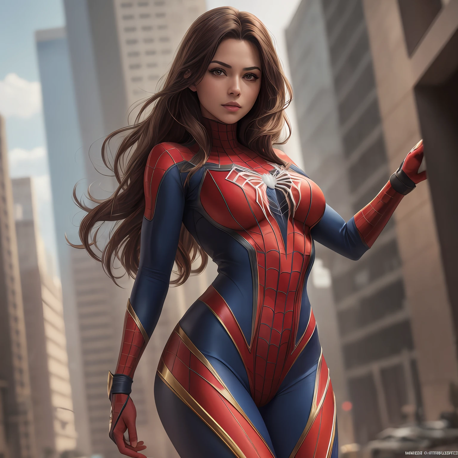(masterpiece),best quality, an ultra-detailed and sexy female spiderwoman, full shot, high definition, 8k resolution.