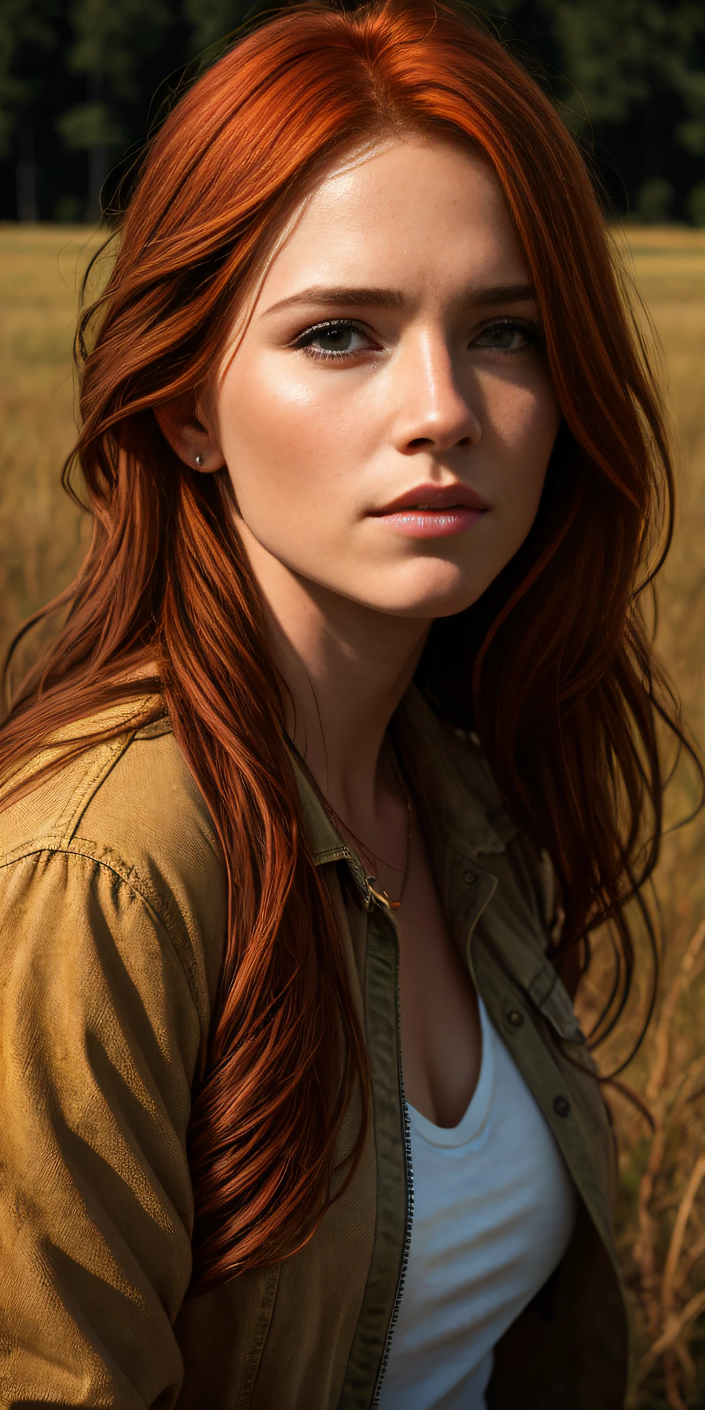 beautiful redheaded Caucasian girl, on a meadow, big dragon, photorealistic, photo, masterpiece, realistic, realism, photorealism, high contrast, trending photorealistic digital art on Artstation 8k HD realistic high definition detailed, detailed, skin texture, hyper detailed, realistic skin texture, armor, best quality, ultra high resolution, (photorealistic: 1.4),, high resolution, detailed, raw photo, sharp re, by Lee Jeffries Nikon D850 film Stock Photography 4 Kodak Portra 400 camera F1.6 lens rich colors texture hyper realistic dramatic lighting Unrealengine trend in ArtStation Cinestill 800,