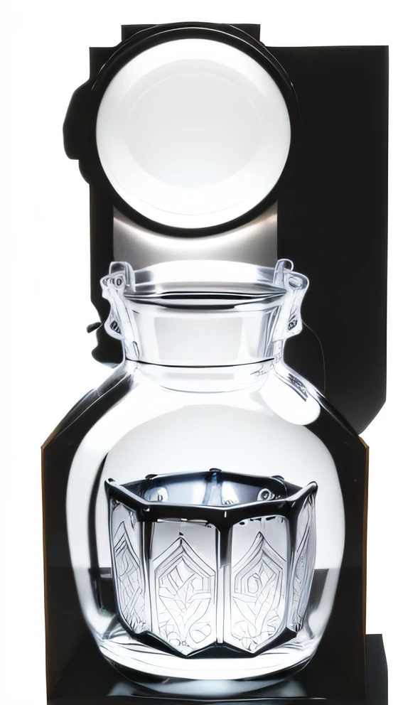 glass pot with silver liquid inside