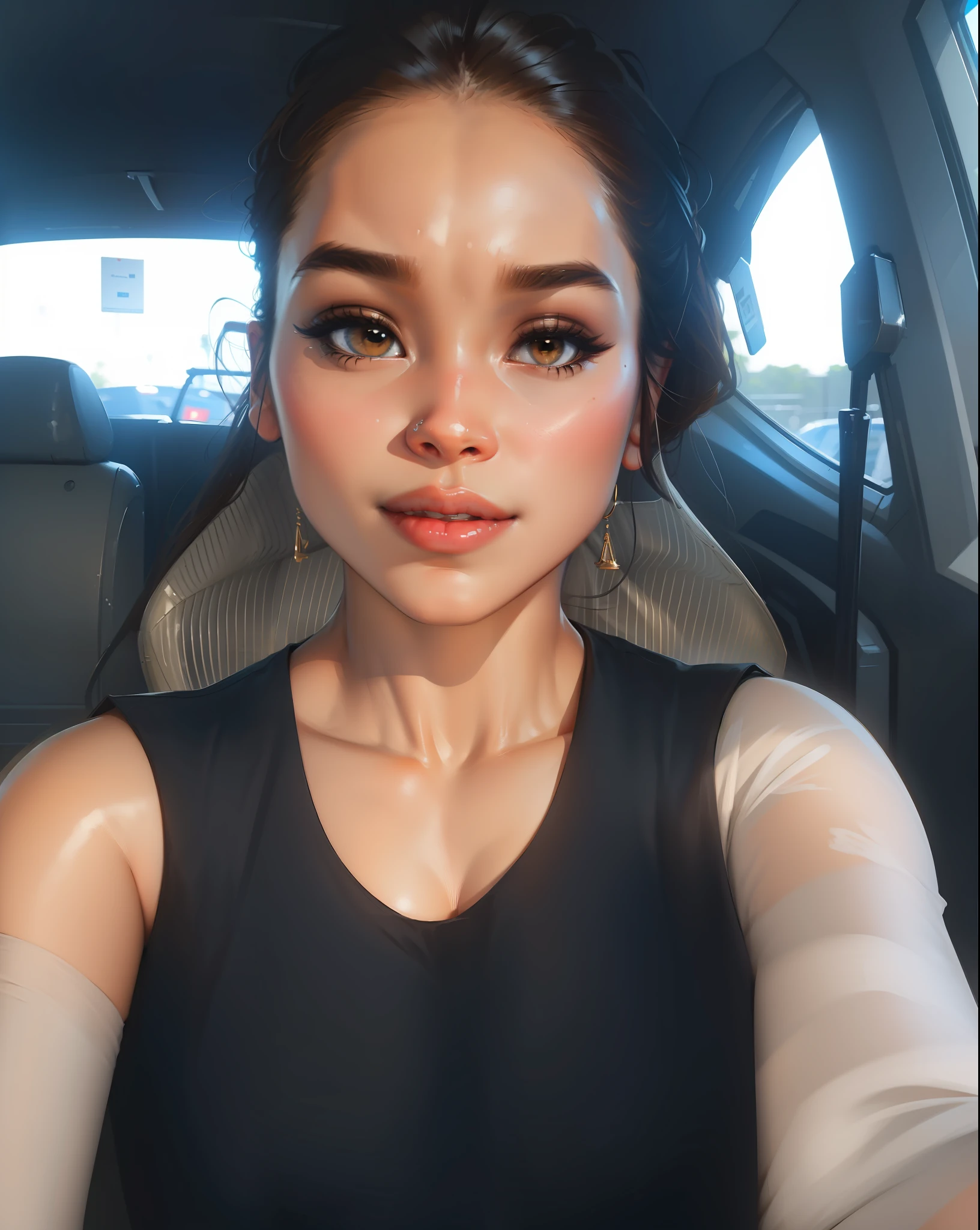 ((Best Quality, 8K, Masterpiece: 1.3)), Pretty, young woman, smooth skin, stylish, social, brown eyes, tanned