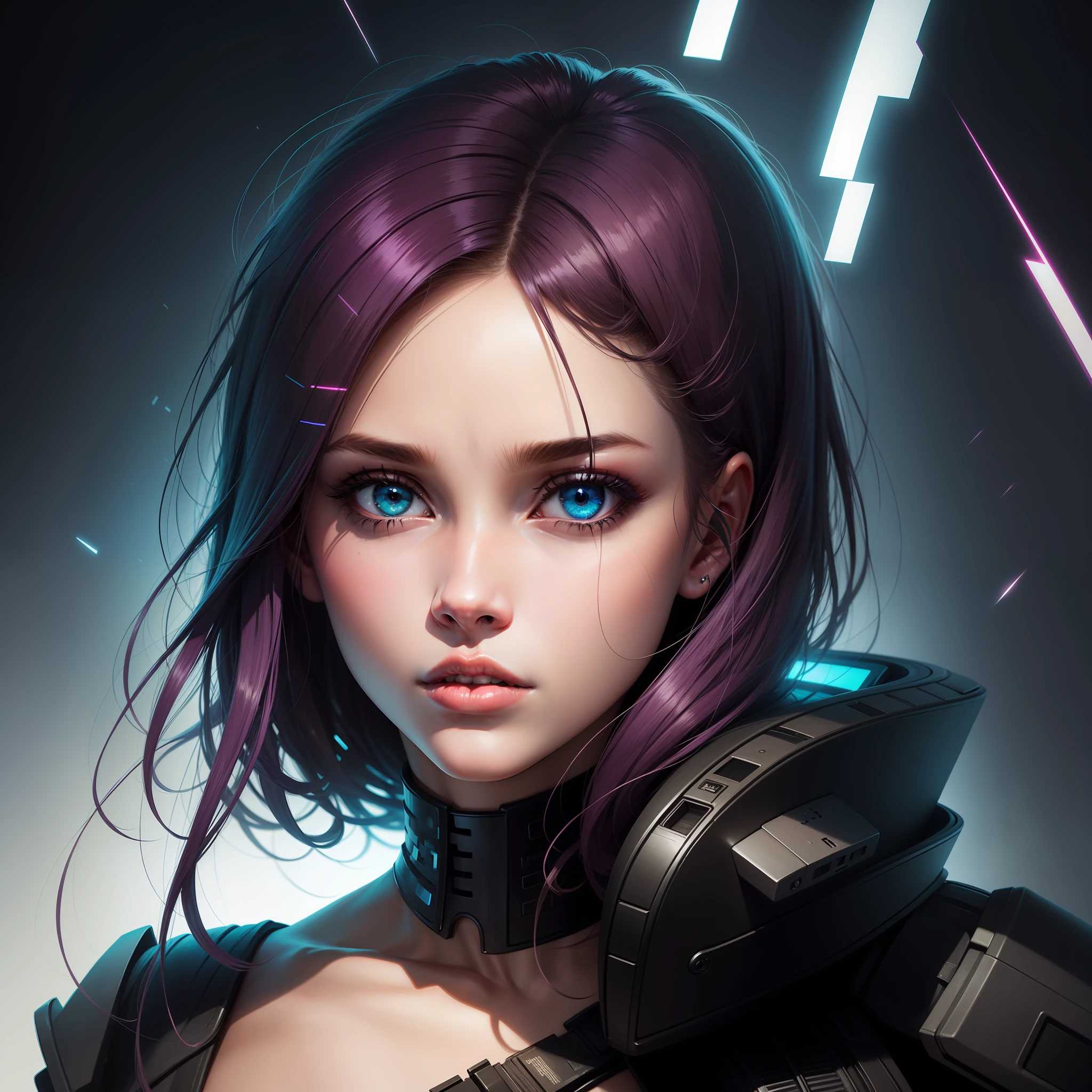 portrait of an ex human woman named Tryx, digital glitch, high quality, masterpiece, digital art, side lighting