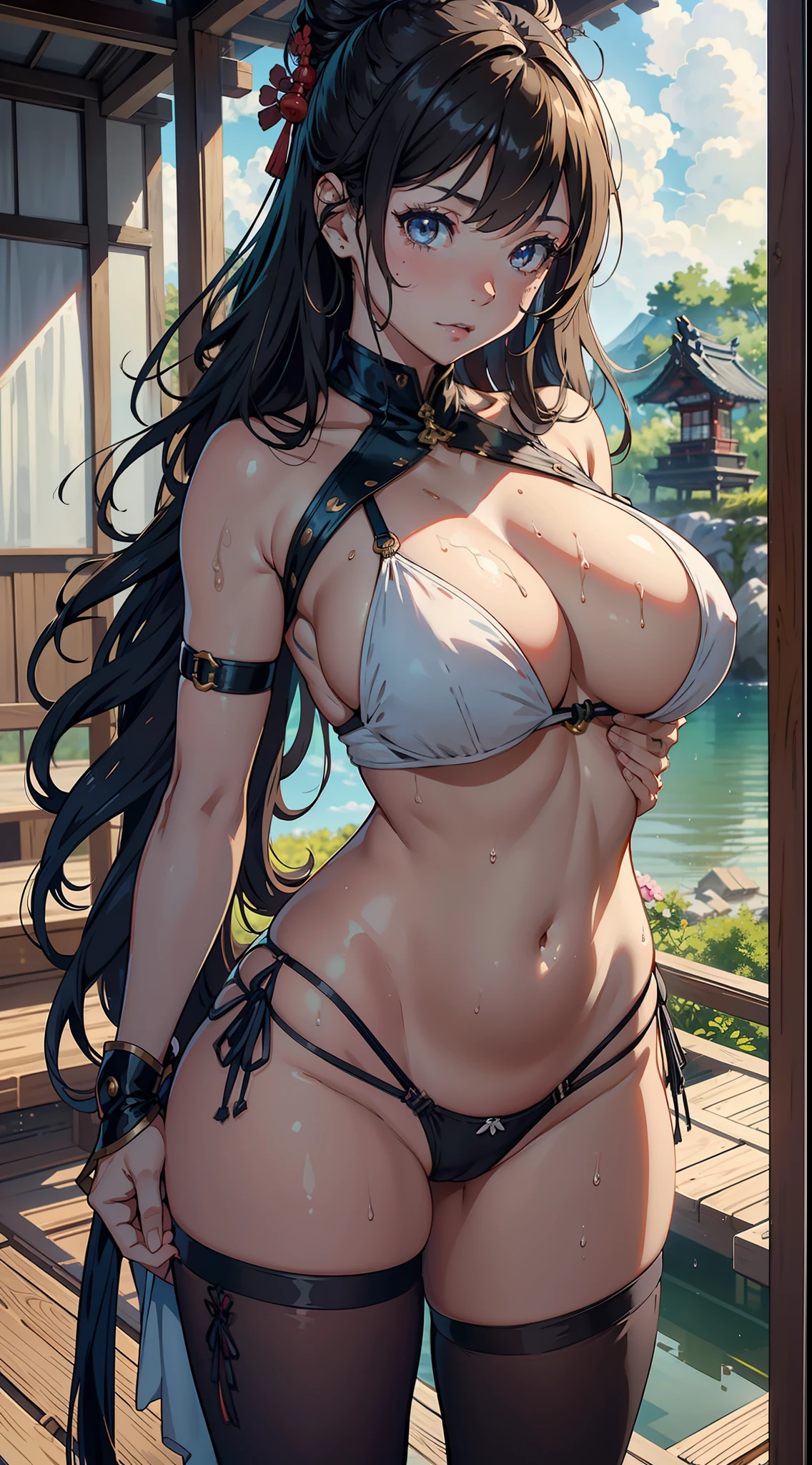 1girll,Huge breasts,, 独奏, hair adornments, She's wet, ,Take aphrodisiacs,Lewd expression, NOWAI, Skysky,the night, brunette color hair,Sex slaves,No clothes,Samurai of Japan,Pornographic exposure,armour,She has long flowing hair, exposed bare shoulders, standing on your feet,aerodrome,Bigchest, wetclothes, From the front side, curlies, mostly cloudy sky, Wet hair (((tmasterpiece),(Very detailed CG unity 8K wallpaper),best qualtiy,,独奏,1girll,cinmatic lighting,detailed back ground,beatiful detailed eyes,Bright pupils,(Very fine and beautiful),(Beautiful and detailed eye description),ultra - detailed,tmasterpiece,)),facing at camera,Leakage out of the breast,Expose the lower body,nakeness,leering,Protruding underparts,Camel toes,cleavage,absurderes,A high resolution,ultra - detailed),she is soaking wet,1girll,独奏,mature,(Very long hair,brunette color hair),cleavage,nakeness,Obscenity,legs are open,Emotive expressions,Open-mouthed,Pussy bulge,with no underpants,Expose the genitals,Camel toes,Protruding ,extremely large bosom,Raised sexy,Colorful,Most detailed,exteriors,fully body photo,The face is well lit