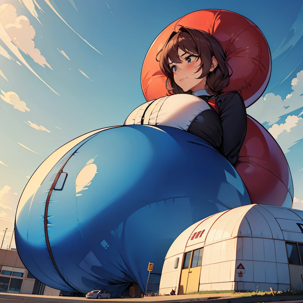 Mother becomes inflatable getting bigger but tries to hide from her son