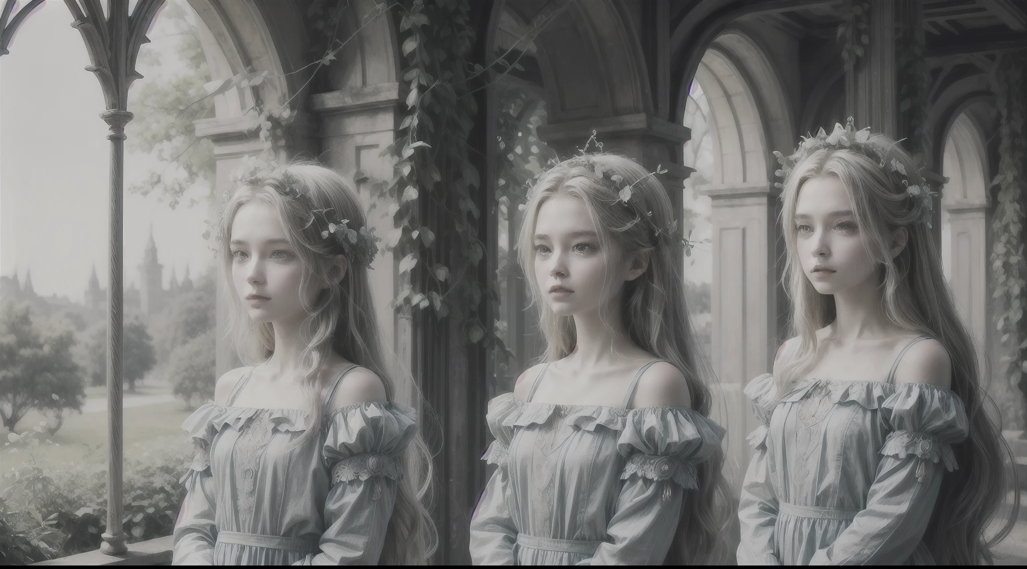 （tmasterpiece）， （best qualtiy：1.4）， absurderes， [：intricately details：0.2]， {Magical angels made of vines}, blossoms，