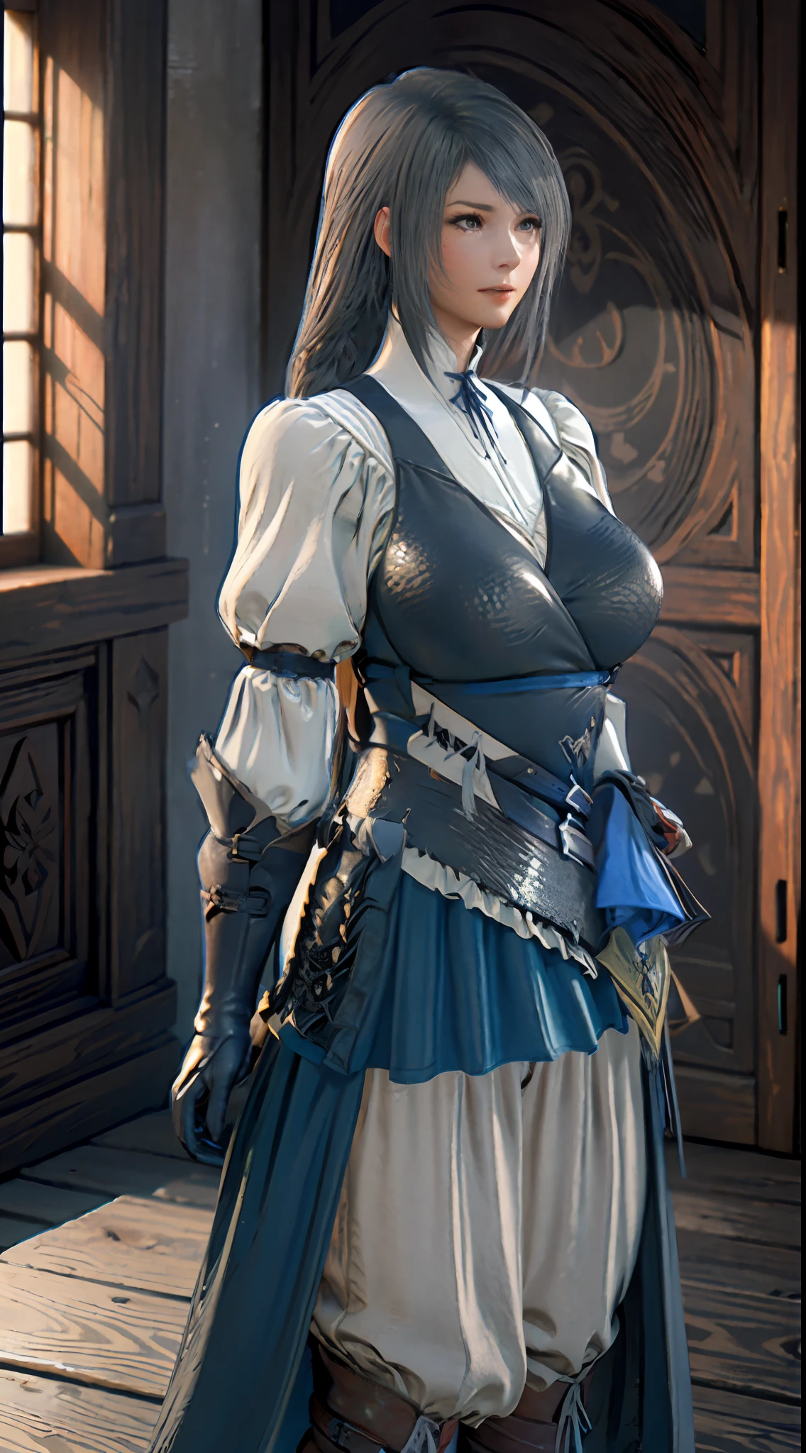 ((Unreal Engine 5)), Realistic Rendering, Excellent, (Full samurai armor), (breastplate armor), (Cloak), (samurai helm), looking on camera, standing on studio, beautiful face, makeup, CGImix, (photorealism:1.2), ultrarealistic uhd face, (huge fake boobs:1.4), (gigantic breasts:1.1), (muscle abs), (big butt), (wide hips), (thick thighs), slim waist, hourglass figure, half body, ((glowing skin)), ((shiny skin)), Realistic body, ((she is sexy body)), ((clean skin)), photorealistic, bokeh, motion blur, masterpiece, highres, 1080P, super detail, textured skin.