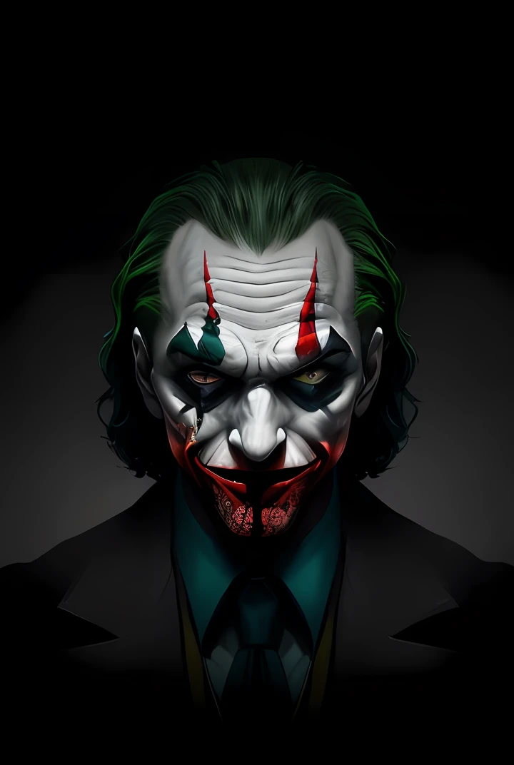 um close up de um rosto coringa com cabelo verde e um terno, Retrato do Coringa, Retrato do Coringa, Retrato de um Coringa, sorriso coringa, O Coringa, coringa, Iconic character of high detail, Coringa grotesco, Coringa se parece com Naruto, portrait death clown, Walter White como Coringa, Batman como o Coringa, inspirado em Sam Spratt, 2 d cg |
