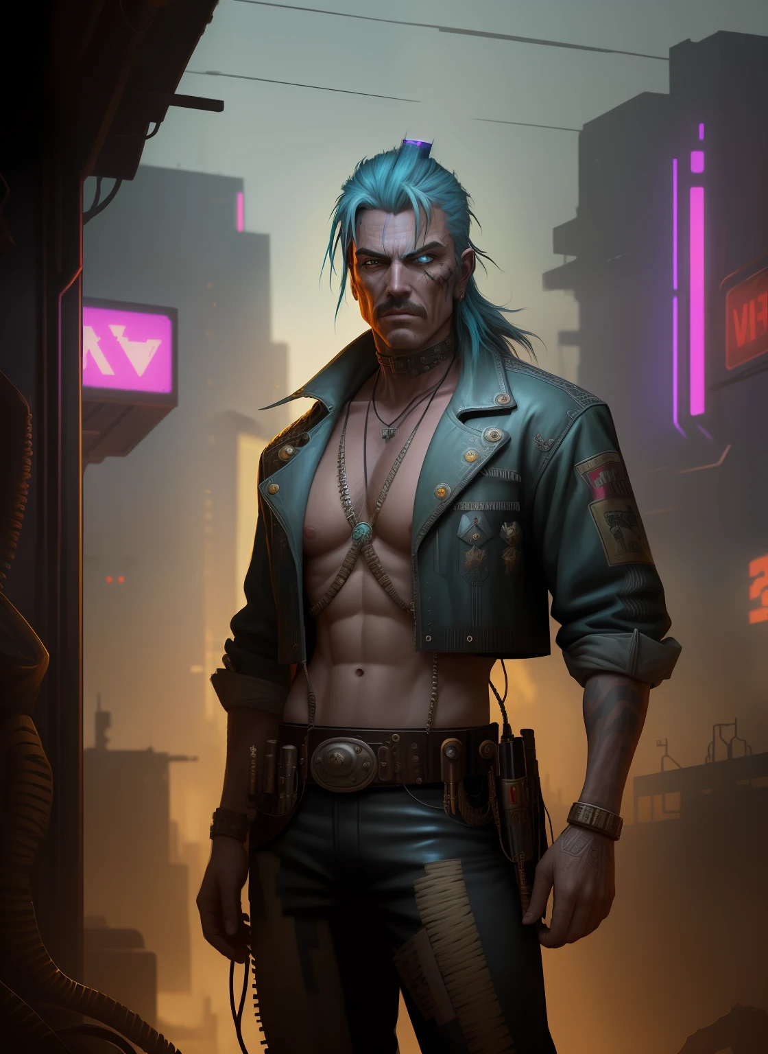 Sheriff of the Wild West in the style of cyberpunk