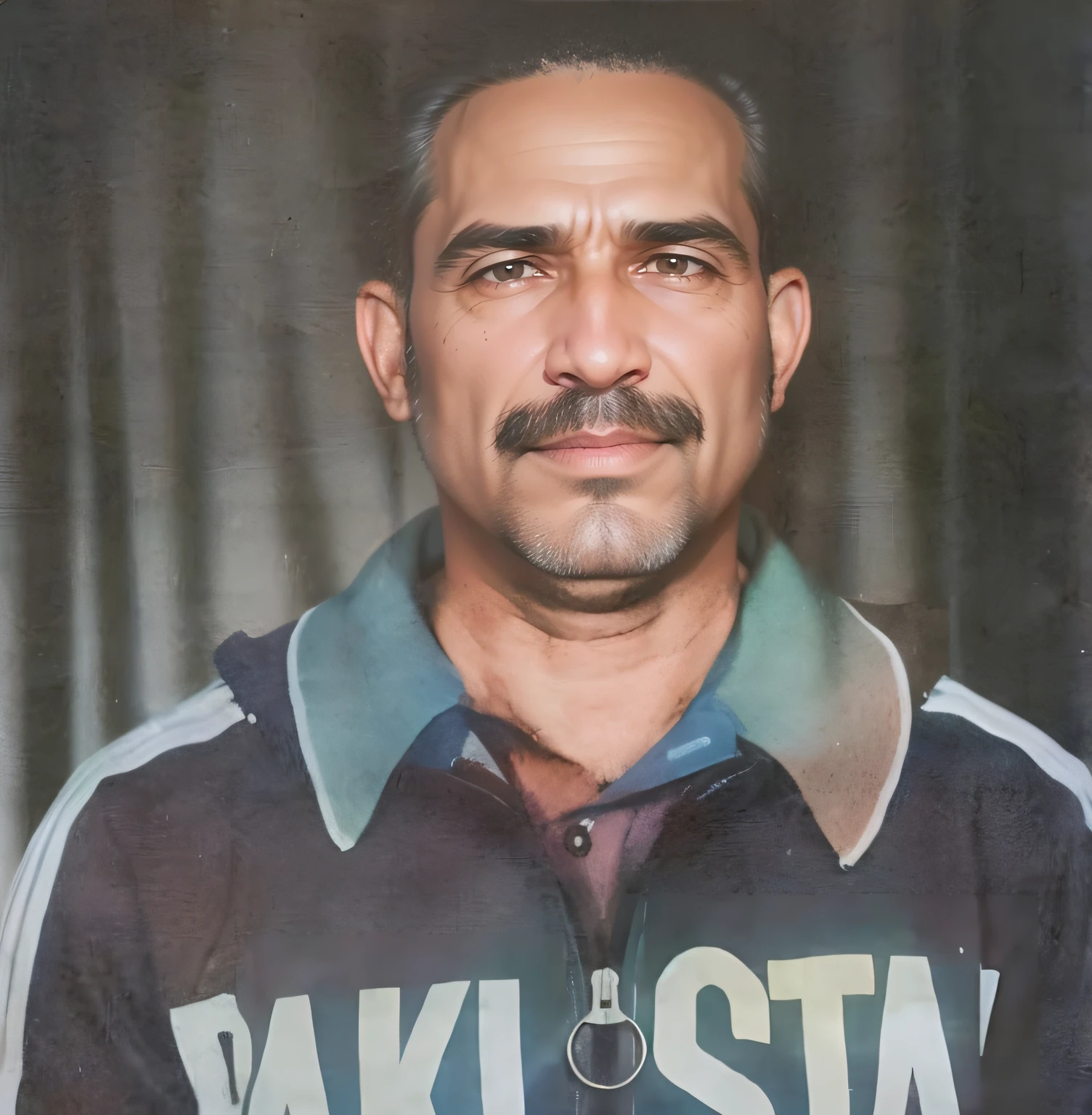 Repair face, Pakistani man, Brown skin, age between 40 and 50, trimmed small mustache, highly detailed, should be realistic.