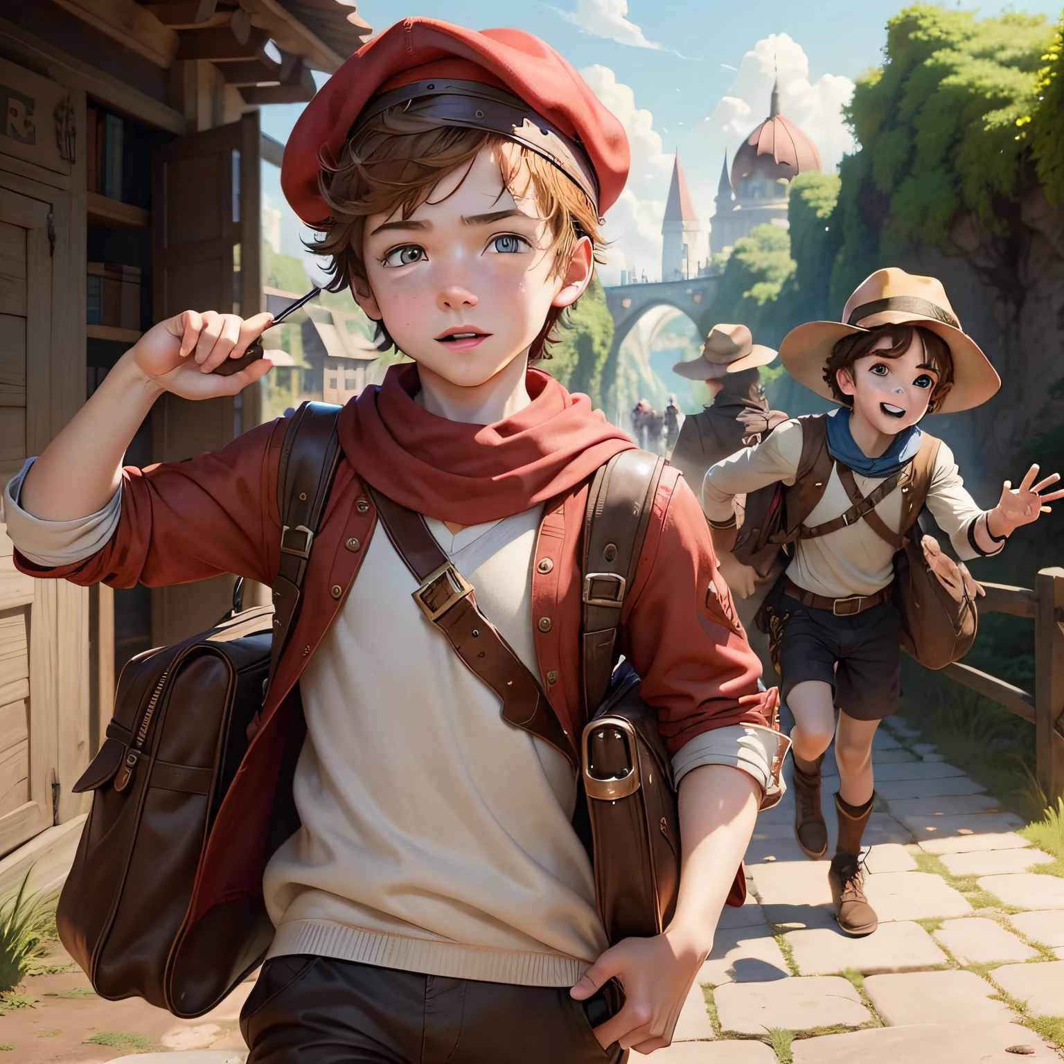 Embark on an unforgettable adventure alongside a group of young and vibrant characters, each with their unique passions and dreams. Meet Oliver, the Curious Adventurer, a boy with brown hair and bright, expressive eyes, always donning a red cap as he leads the way to discover new worlds and fascinating knowledge.