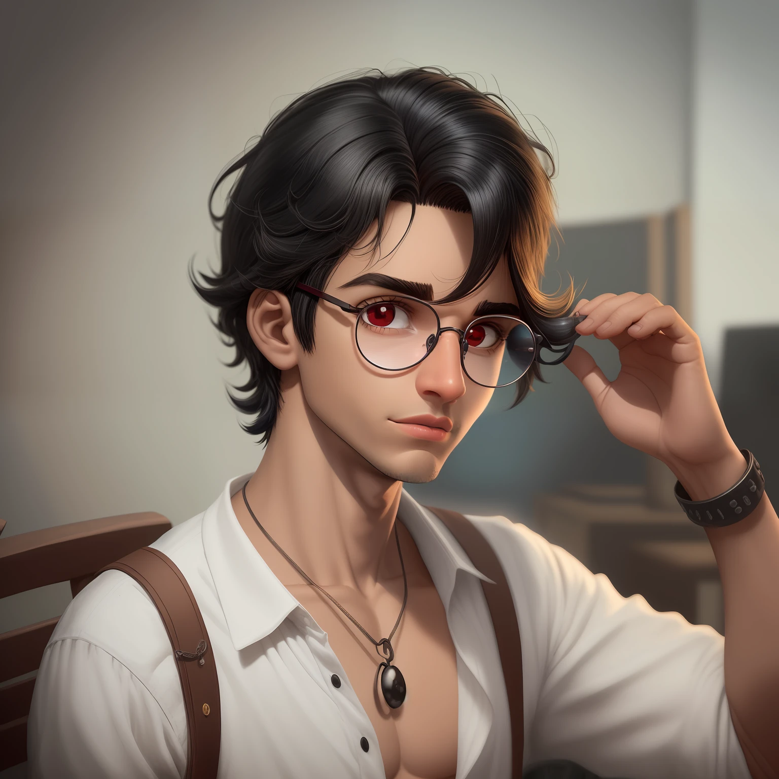 , majo, cabelo curto, oculos preto e redondo, animado, pixar